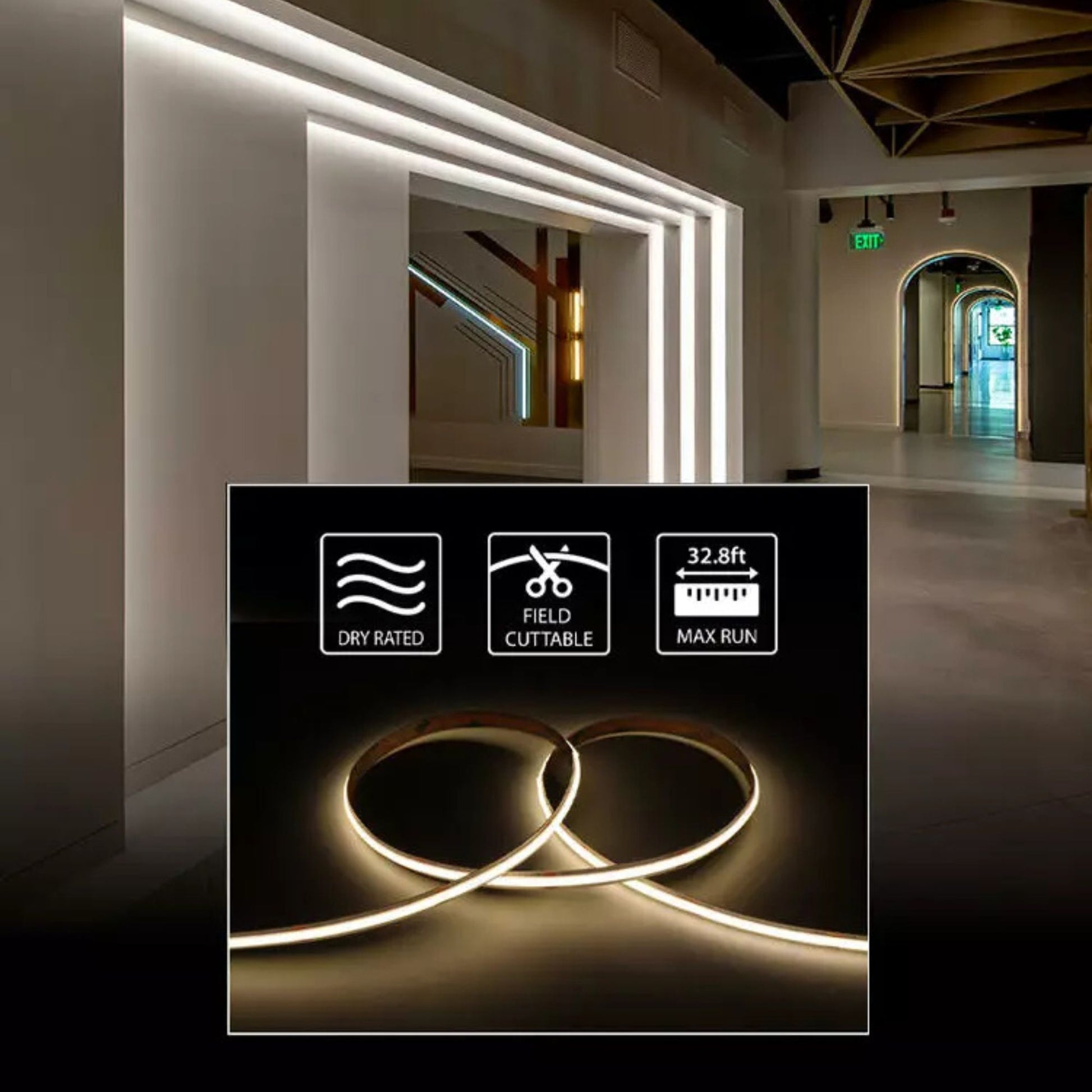 ARCTAPE No-Pixel COB LED Tape Light, 32Ft Reel, 4000K, 238 Lm/Ft, 24V - Bees Lighting
