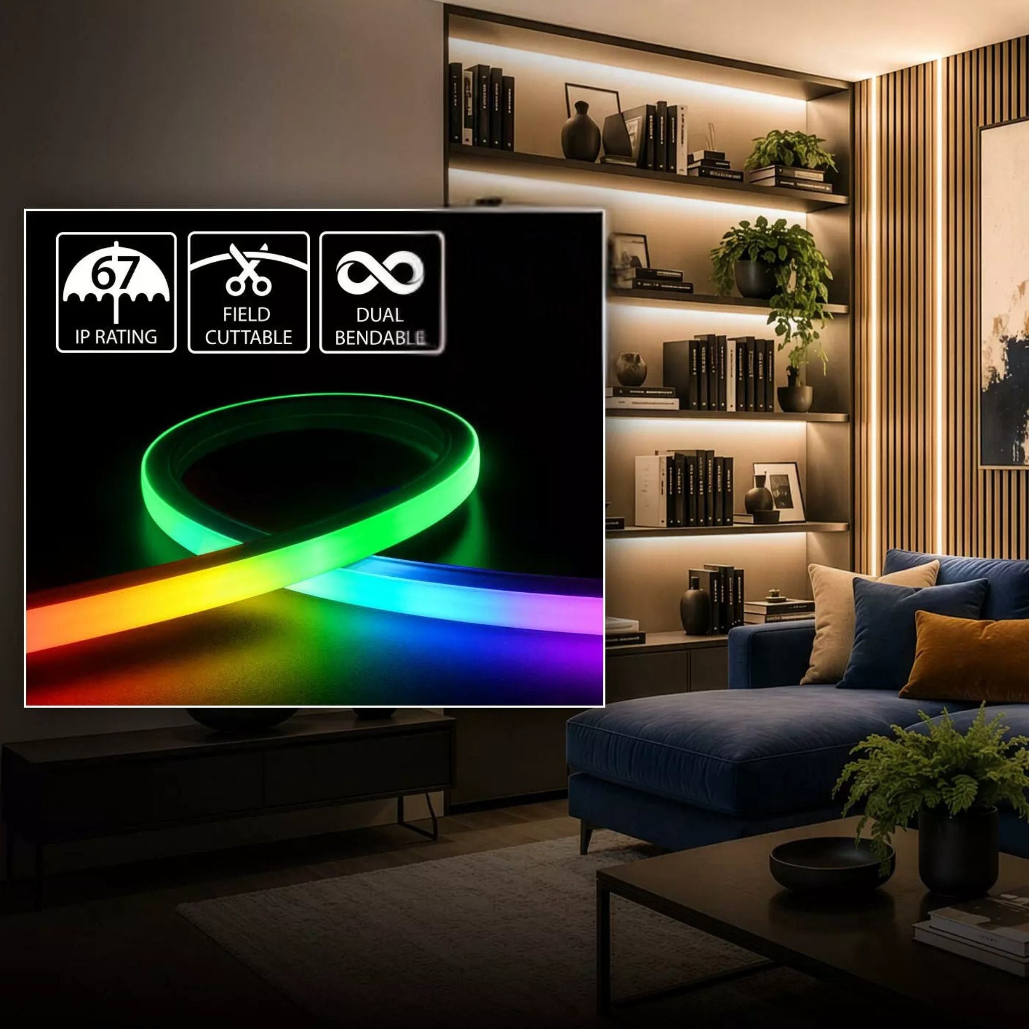RAB NEOFLEX 16 ft Low Glare Neon Tape Light, IP67, 3000K, 40 Lumens/ft, 24V