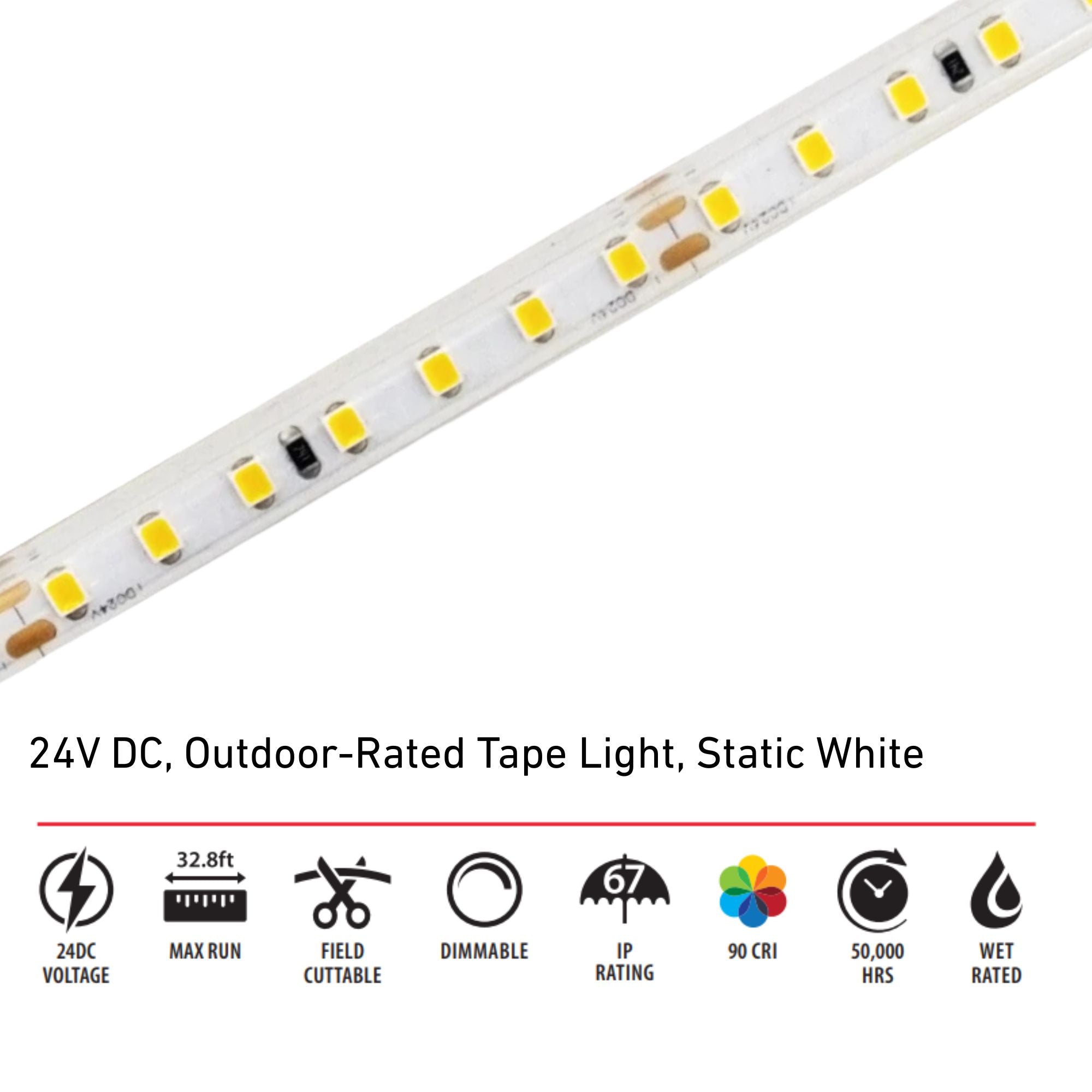 FLEXTAPE Wet Location LED Tape Light, 32.8Ft Reel, 4000K, 275Lm/Ft, 24V, IP67 Rated - Bees Lighting