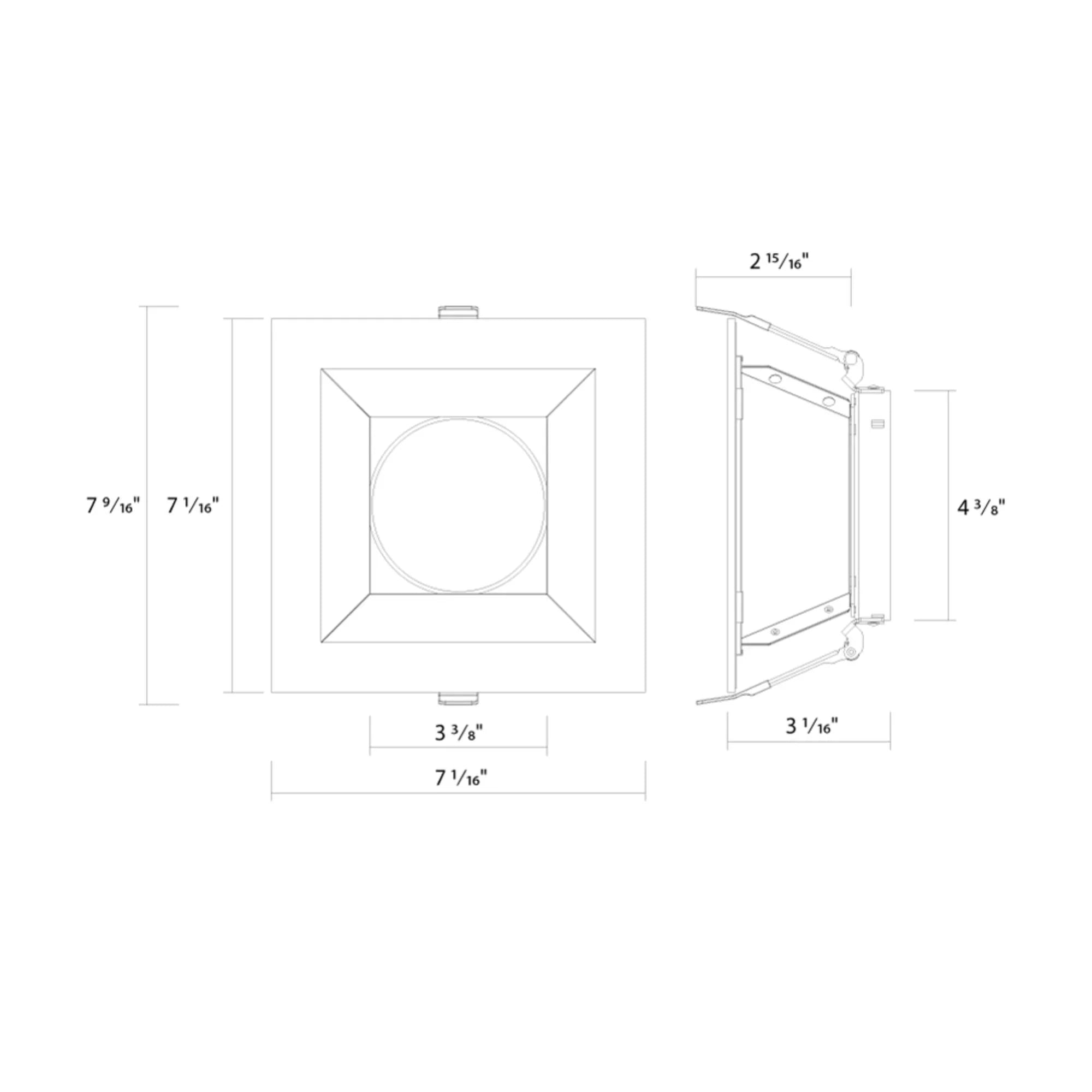 ND22 6" Square Trim Black Reflector and Flange for ND22-20, ND22-30 and ND22-50