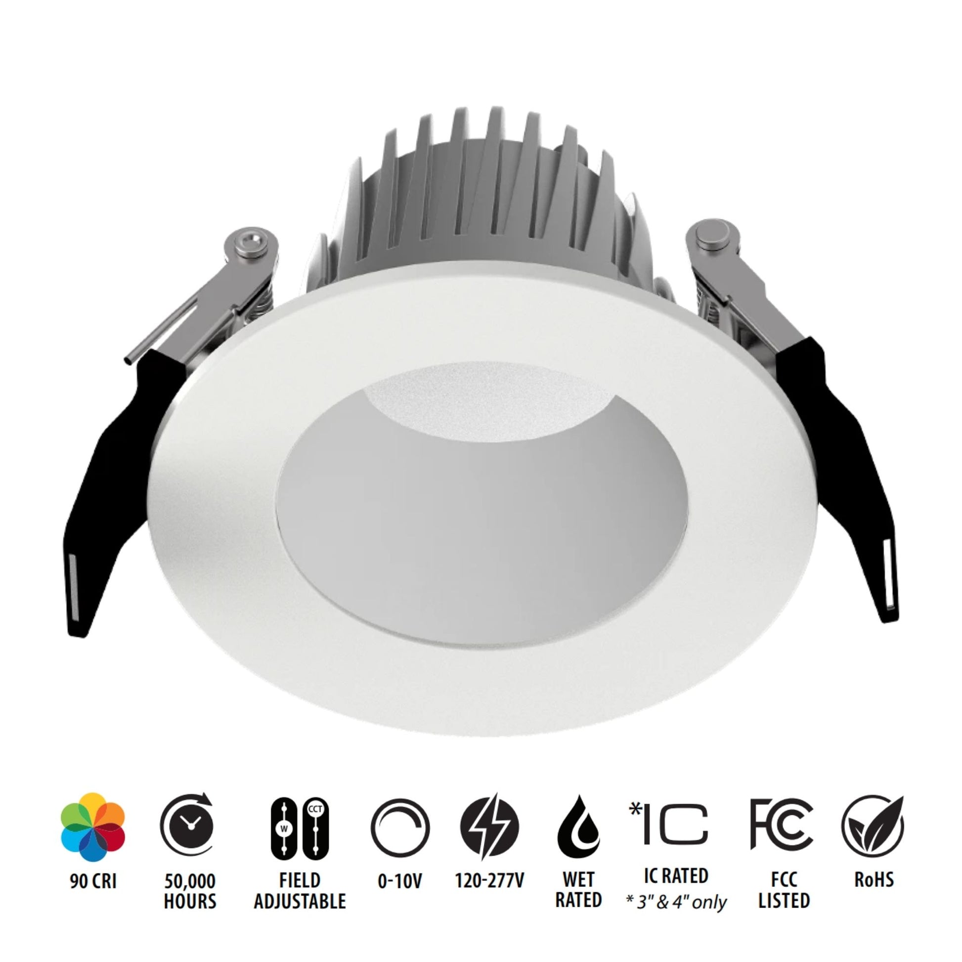 4" Deep Regress Commercial Downlight, 700 Lm, 4-CCT, Matte Silver Finish - Bees Lighting