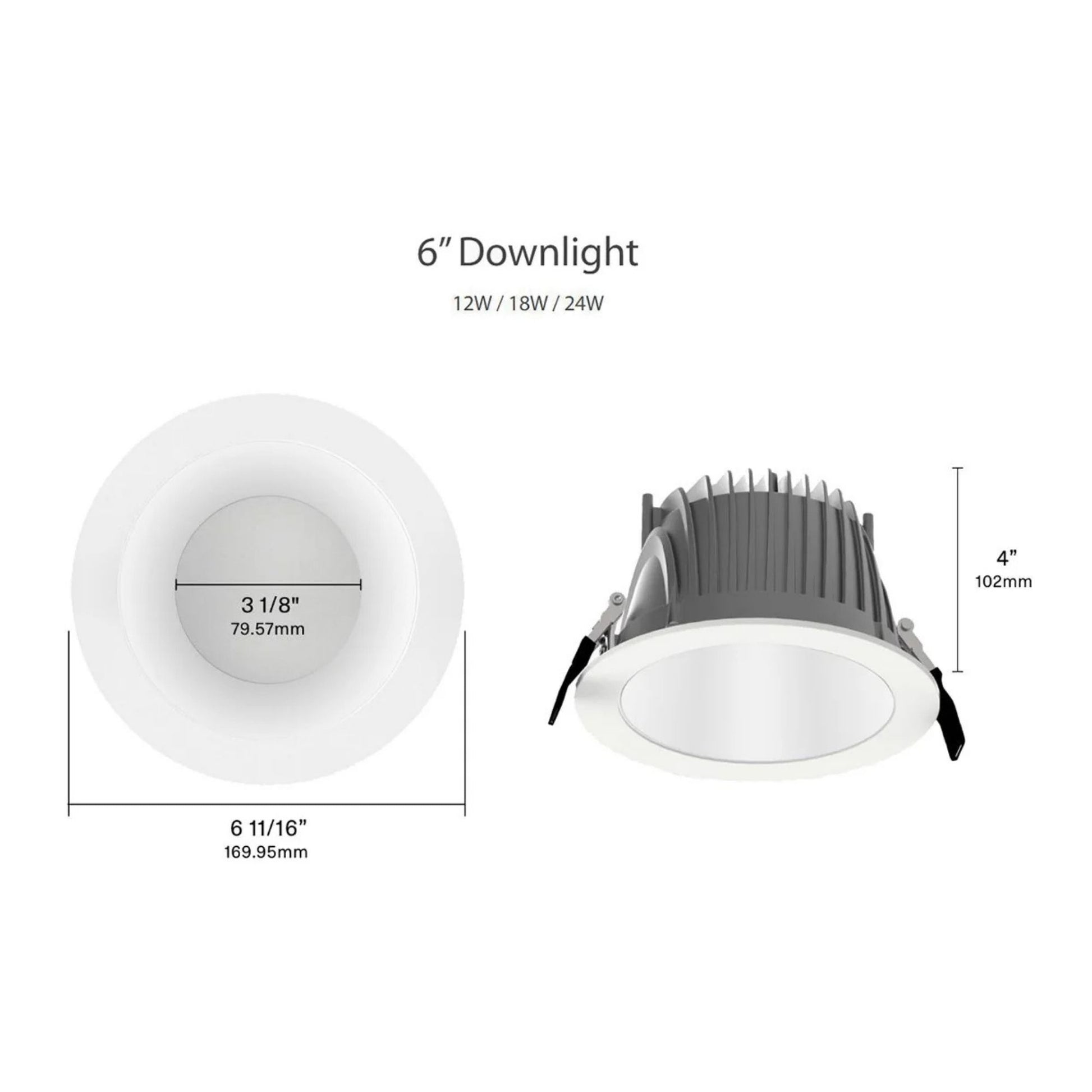 6" Deep Regress Commercial Downlight, 1600 Lm, 4-CCT, Matte Silver Finish - Bees Lighting