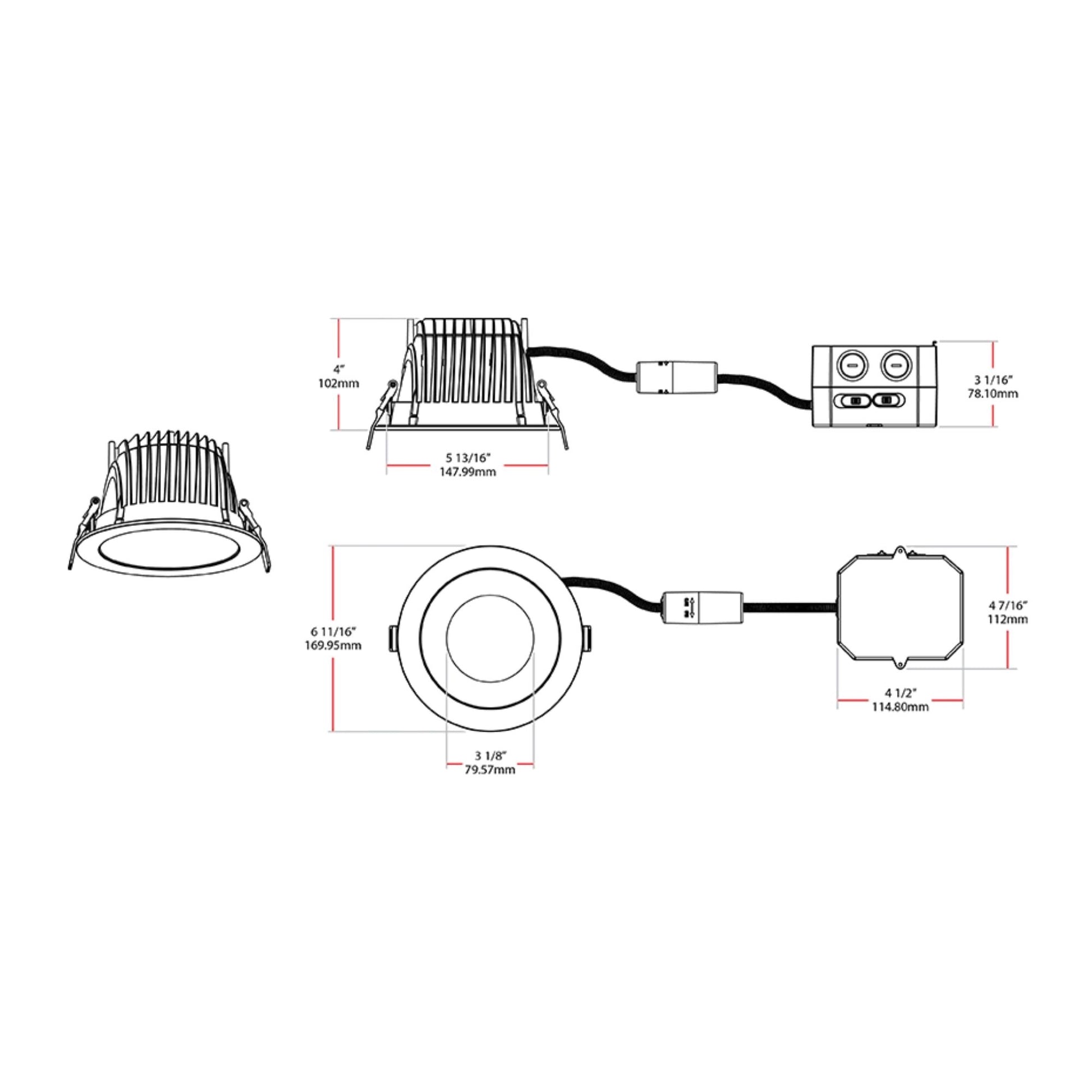 6" Deep Regress Commercial Downlight, 1600 Lm, 4-CCT, Matte Silver Finish - Bees Lighting