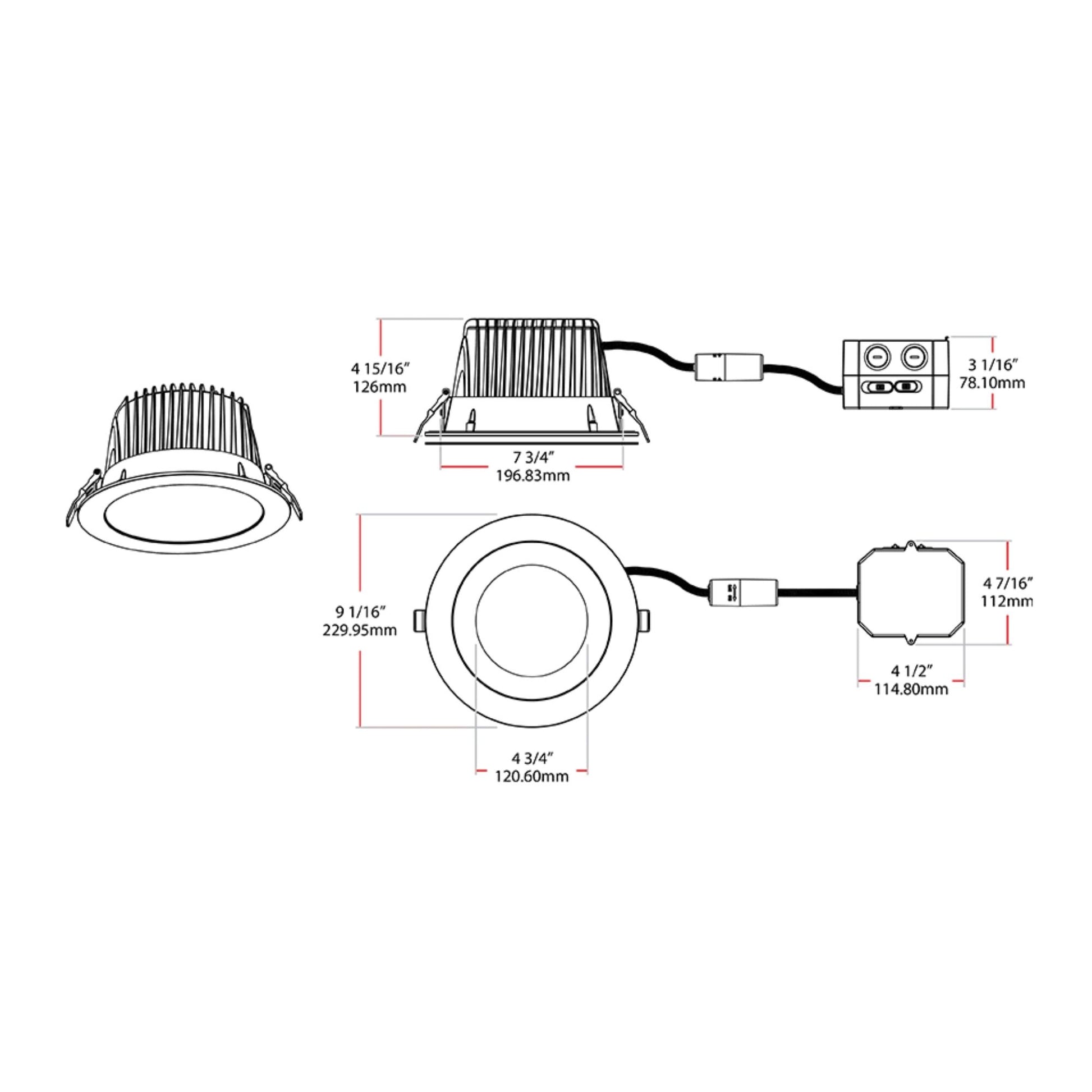8" Deep Regress Commercial Downlight, 5000 Lm, 4-CCT, White Finish - Bees Lighting