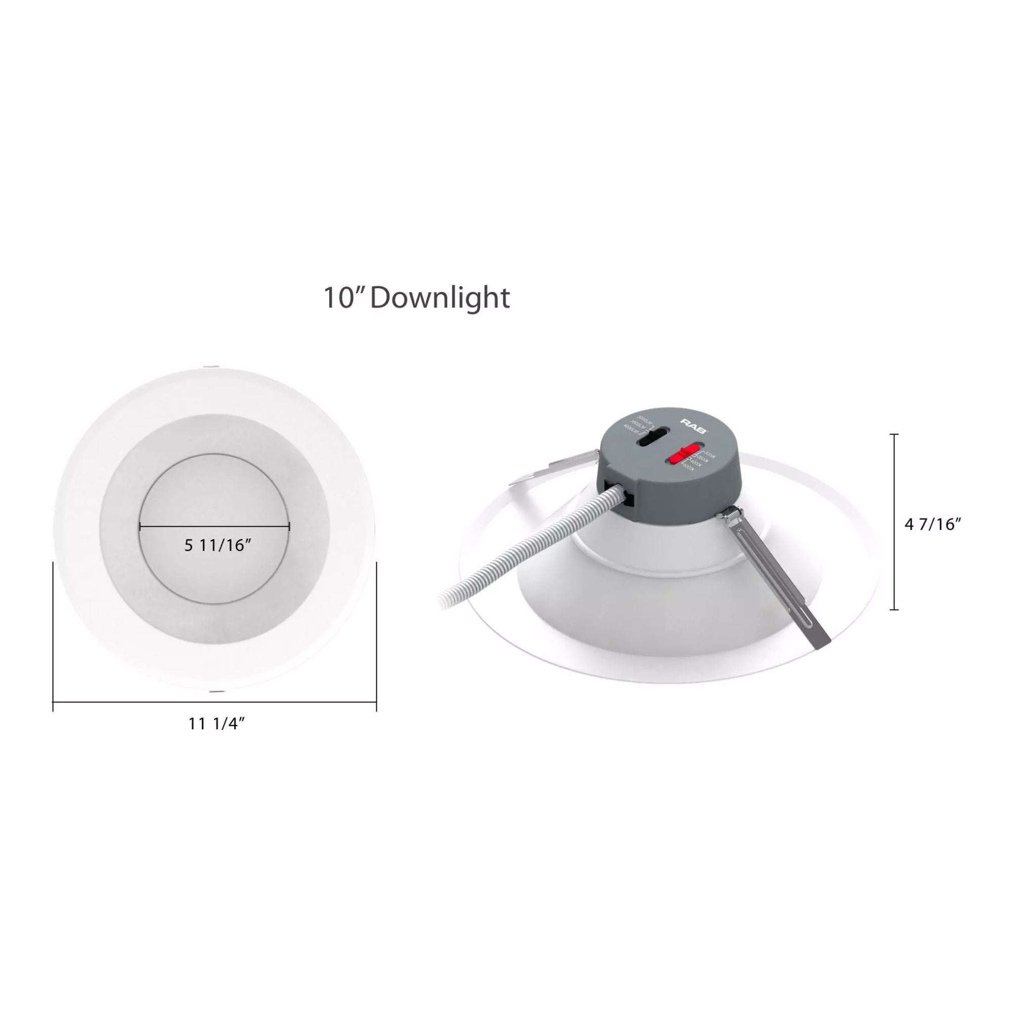 10" Wattage and CCT Adjustable Commercial Downlight, 4200 Lm, 120-277V