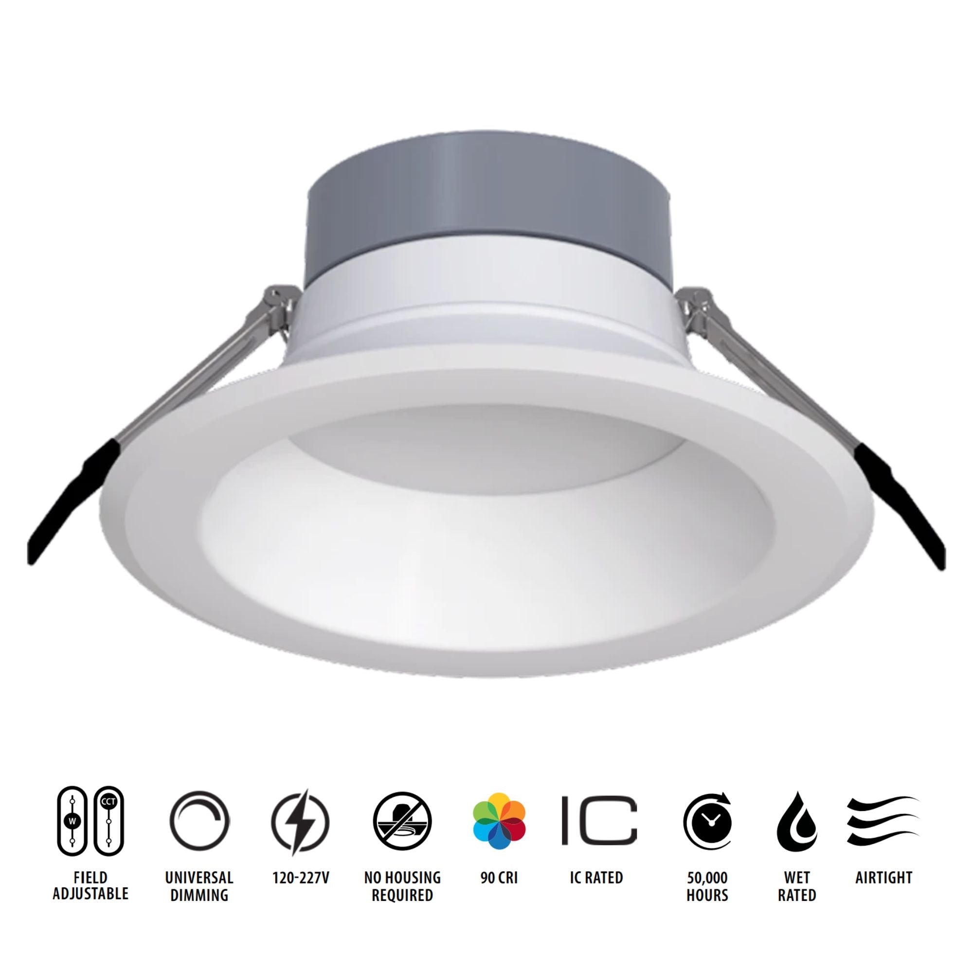 RAB Lighting - 8" Wattage and CCT Adjustable Commercial Downlight, 3400 Lm, 120-277V | Bees Lighting
