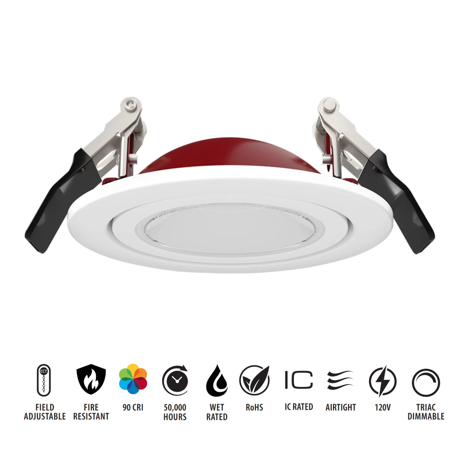 4" Fire-Resistant Gimbal LED Downlight, 750 Lm, CCT Adjustable, 120V