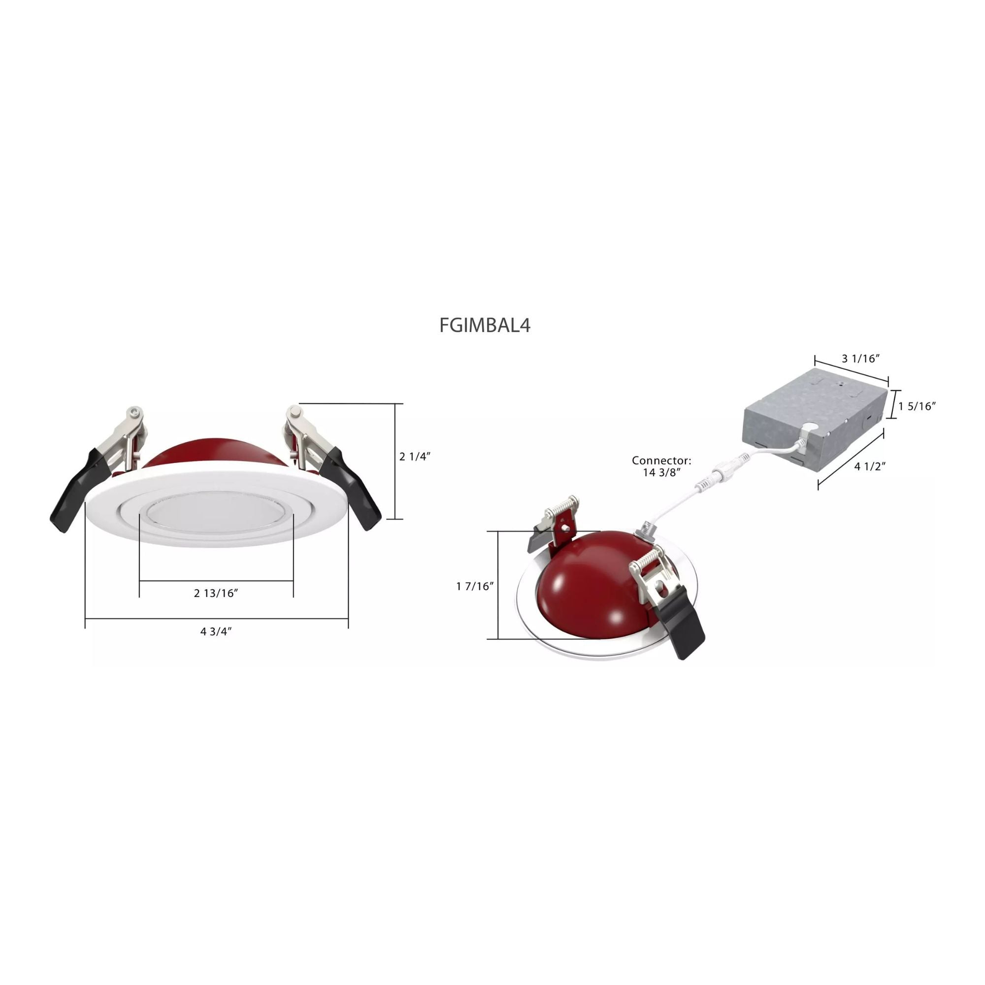 4" Fire-Resistant Gimbal LED Downlight, 750 Lm, CCT Adjustable, 120V