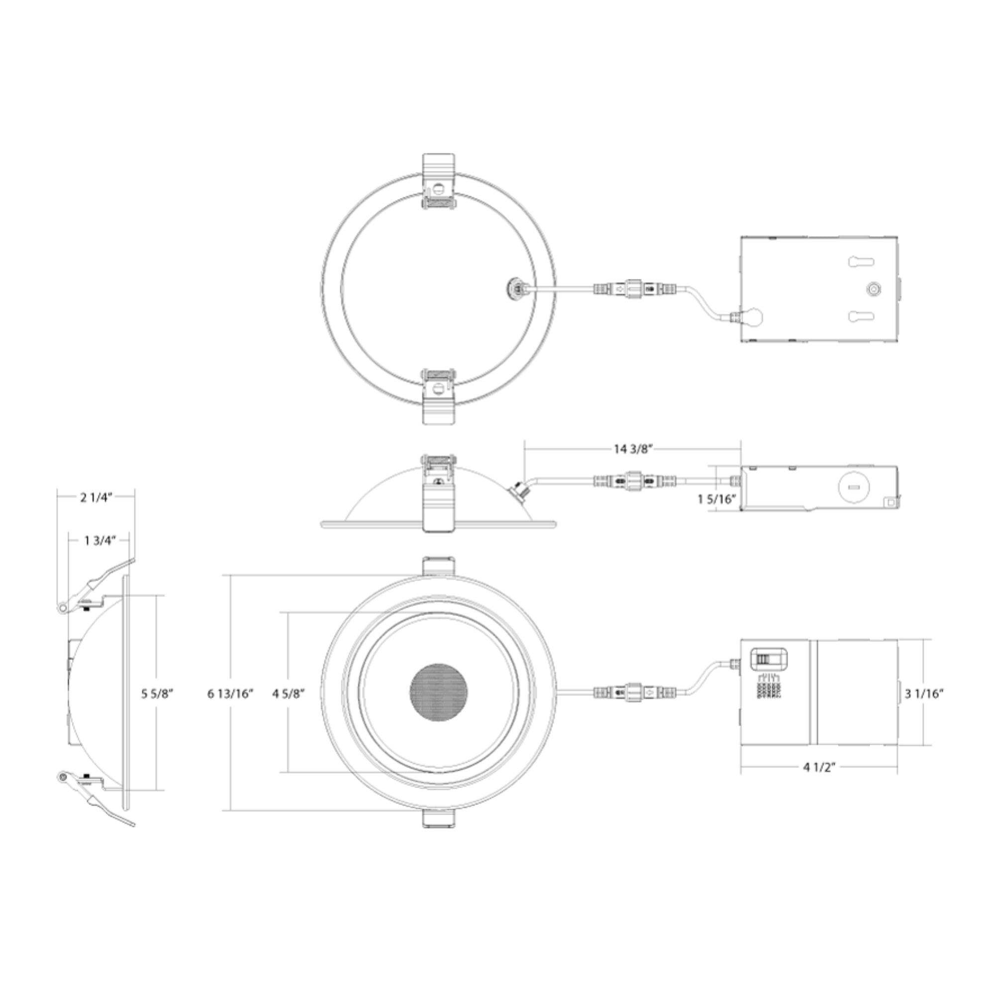 6" Fire-Resistant Gimbal LED Downlight, 1300 Lm, CCT Adjustable, 120V