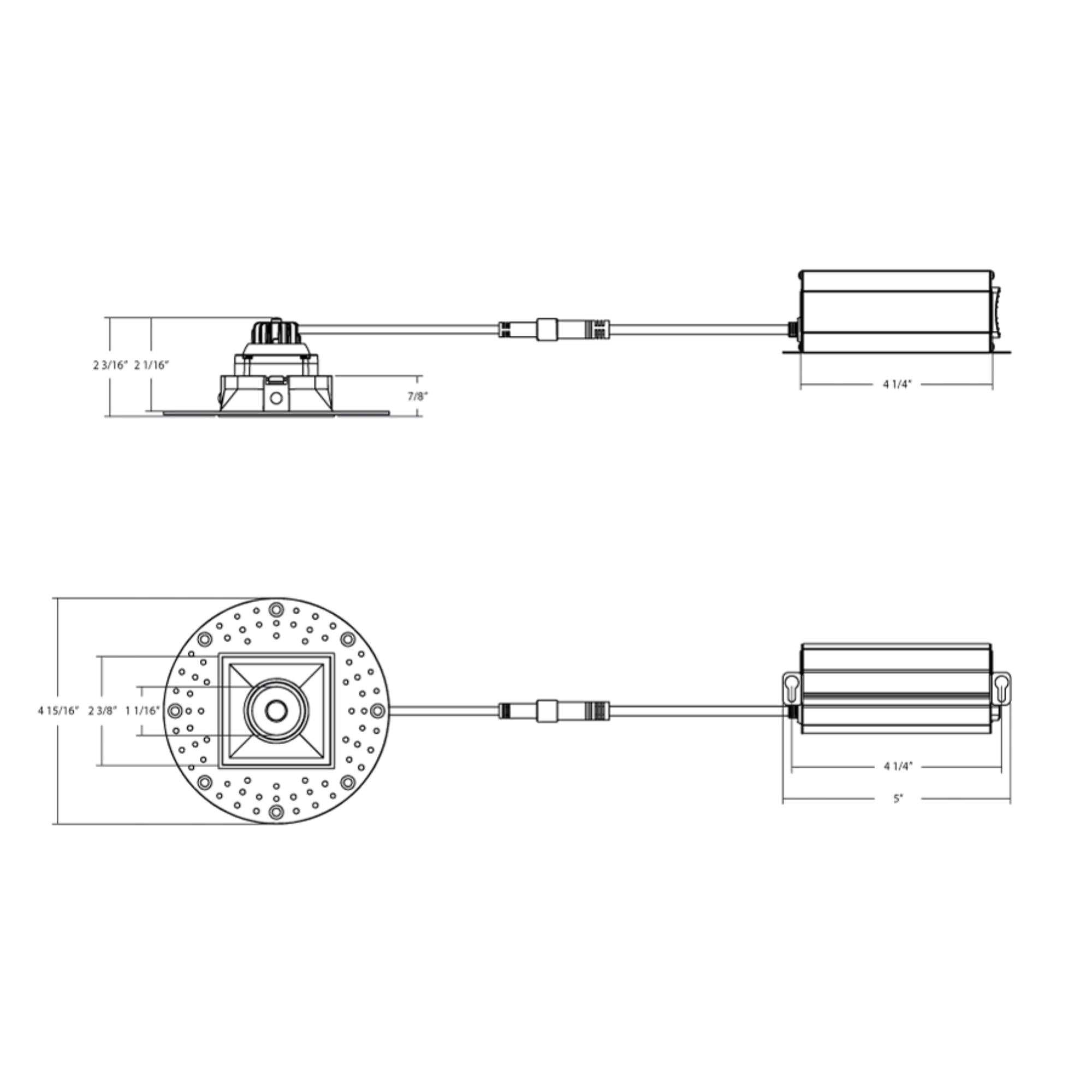 2" Trimless Gimbal Downlight, 6W, 450 Lm, 5-CCT, Black Square Regress Cone - Bees Lighting