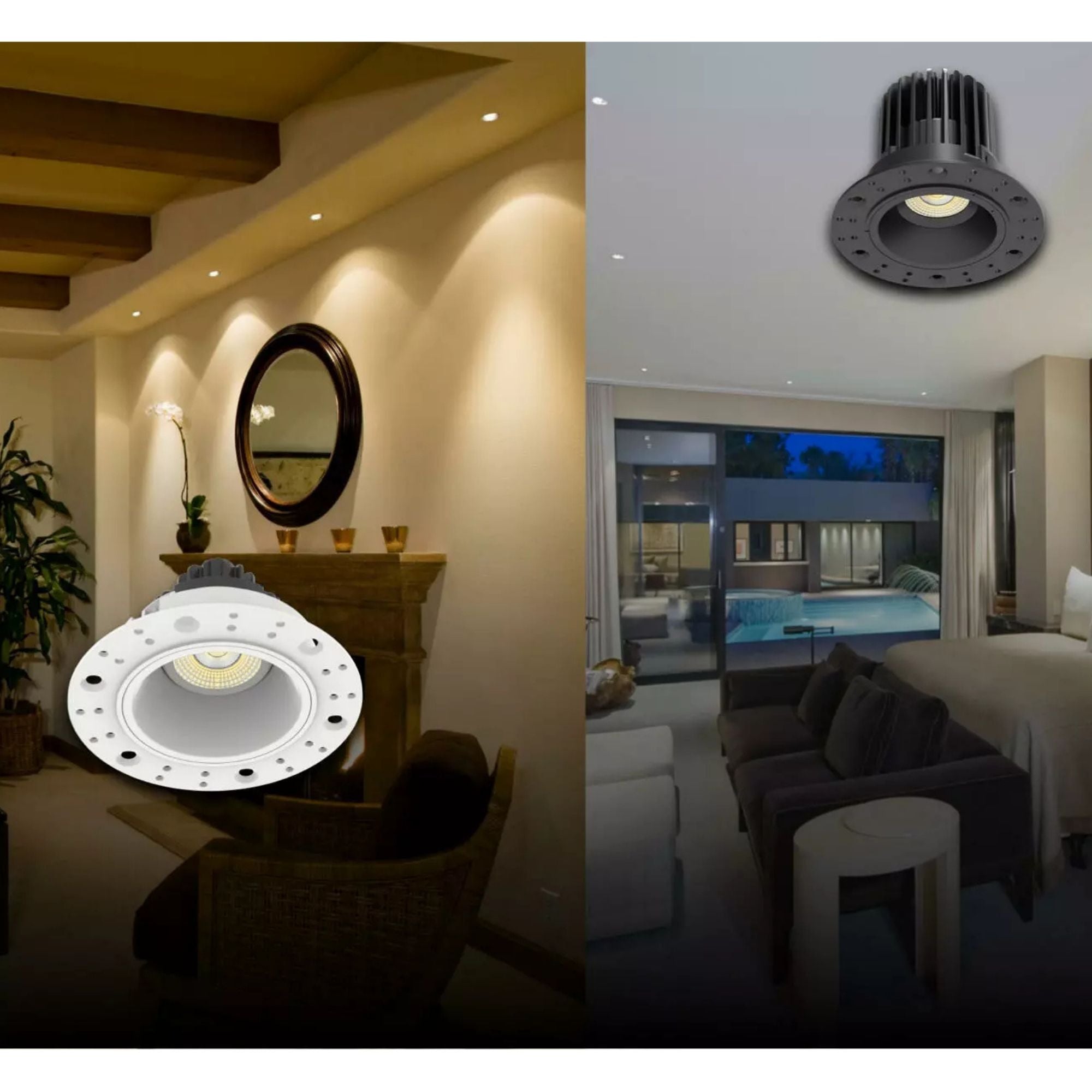 2" Trimless Gimbal Downlight, 6W, 450 Lm, 5-CCT, Black Square Regress Cone - Bees Lighting