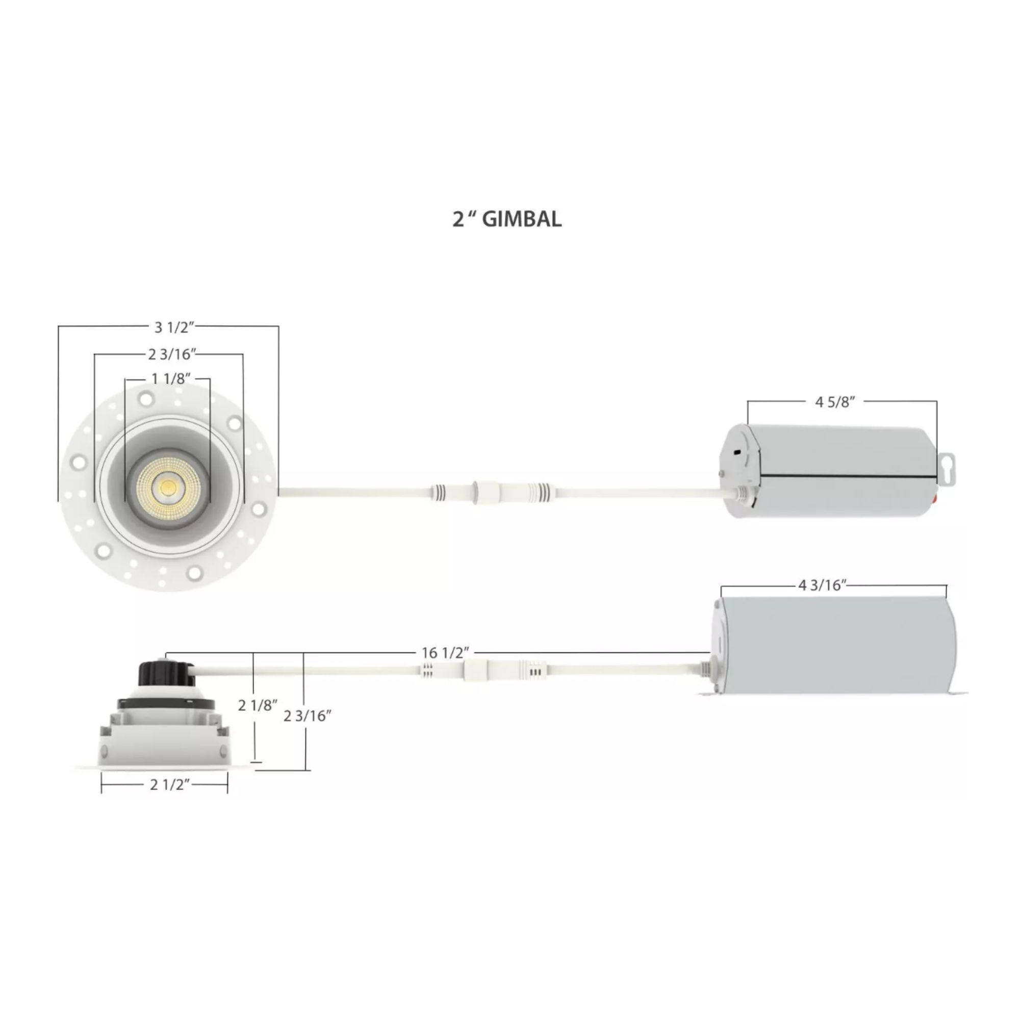 RAB Lighting - 2" Trimless Gimbal Downlight, 6W, 450 Lm, 5-CCT, Black Round Regress Cone | Bees Lighting