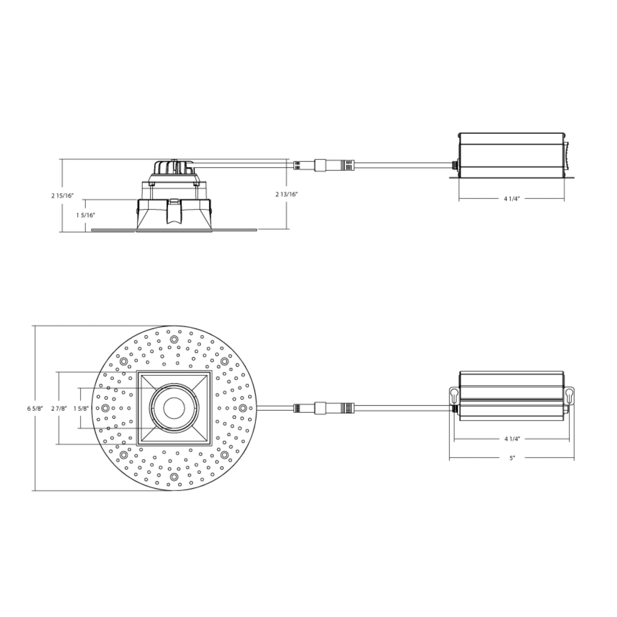 3" Trimless Gimbal Downlight, 9W, 750 Lm, 5-CCT, White Square Regress Cone