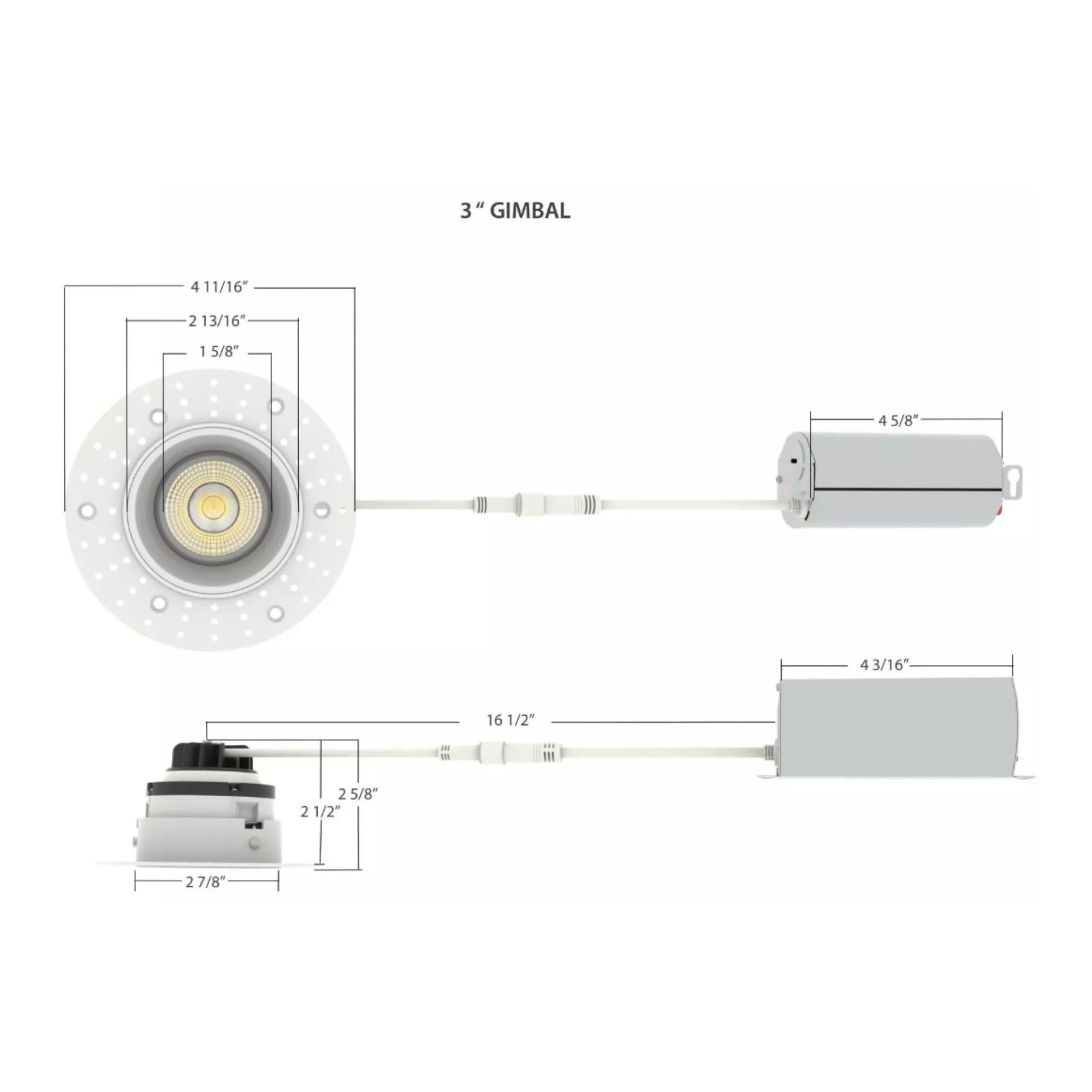 RAB Lighting - 3" Trimless Gimbal Downlight, 9W, 750 Lm, 5-CCT, White Round Regress Cone | Bees Lighting