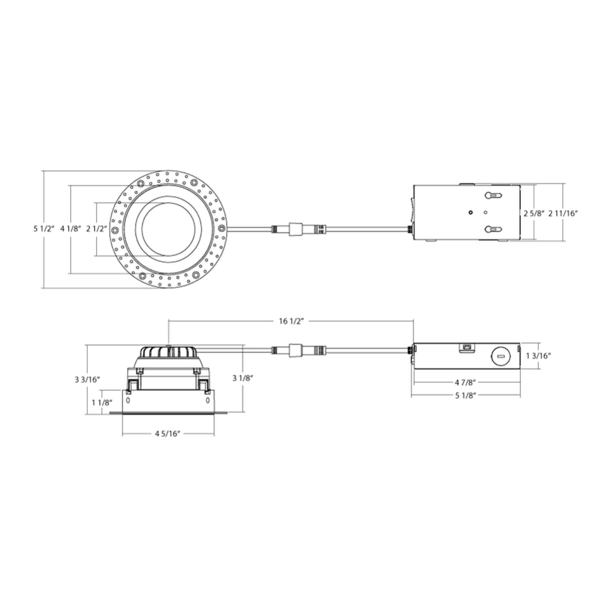 4" Trimless Gimbal Downlight, 15W, 1250 Lm, 5-CCT, White Round Regress Cone
