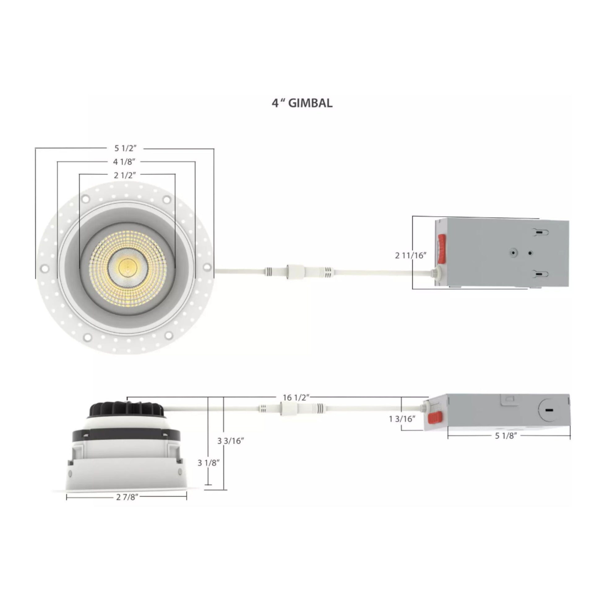 RAB Lighting - 4" Trimless Gimbal Downlight, 15W, 1250 Lm, 5-CCT, Black Round Regress Cone | Bees Lighting