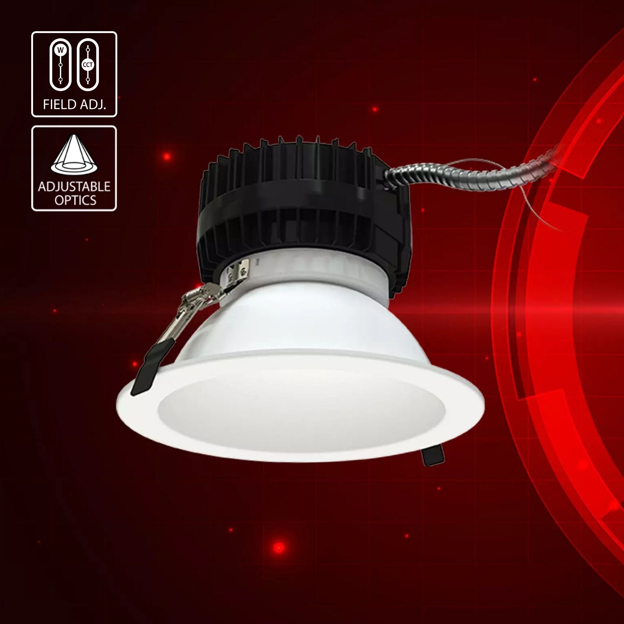 ND22 3" LED Commercial Downlight, 12W, 1000 Lm, 5-CCT, 120-277V, White Round Trim