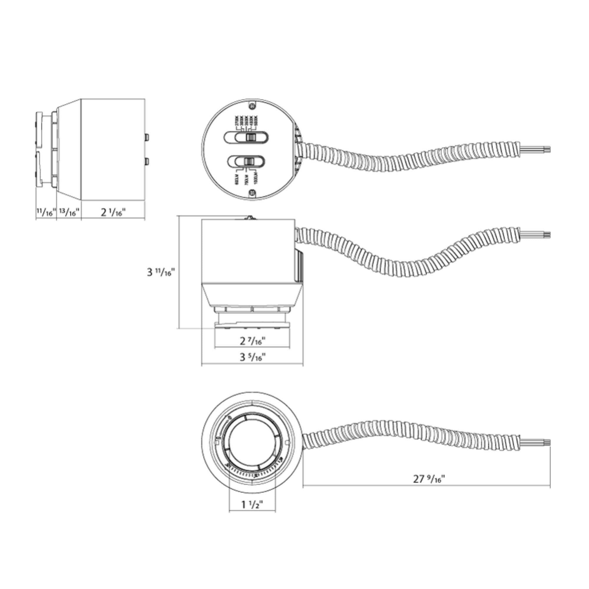 ND22 3" LED Module Commercial Downlight, 12W, 1000 Lm, 5-CCT, 120-277V (Trim Required)