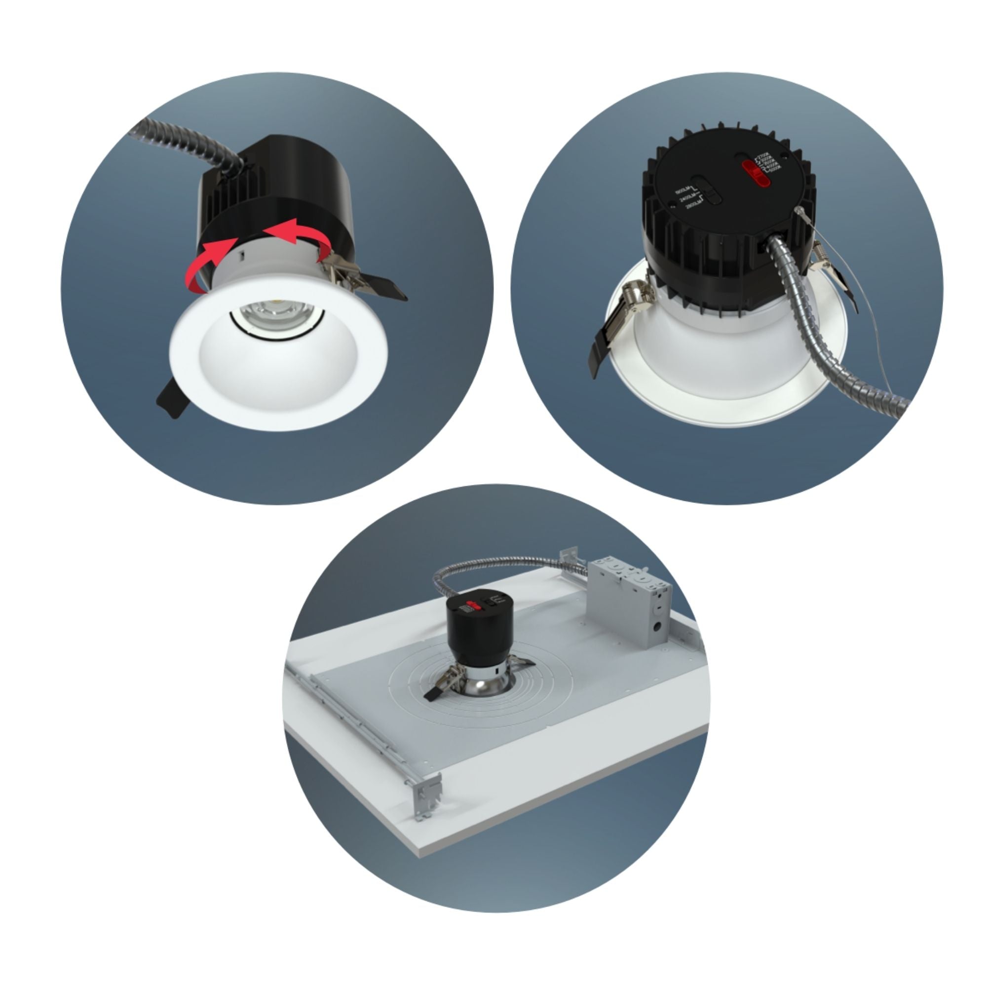 ND22 6" LED Commercial Downlight, 30W, 2800 Lm, 5-CCT, 120-277V, White Round Trim