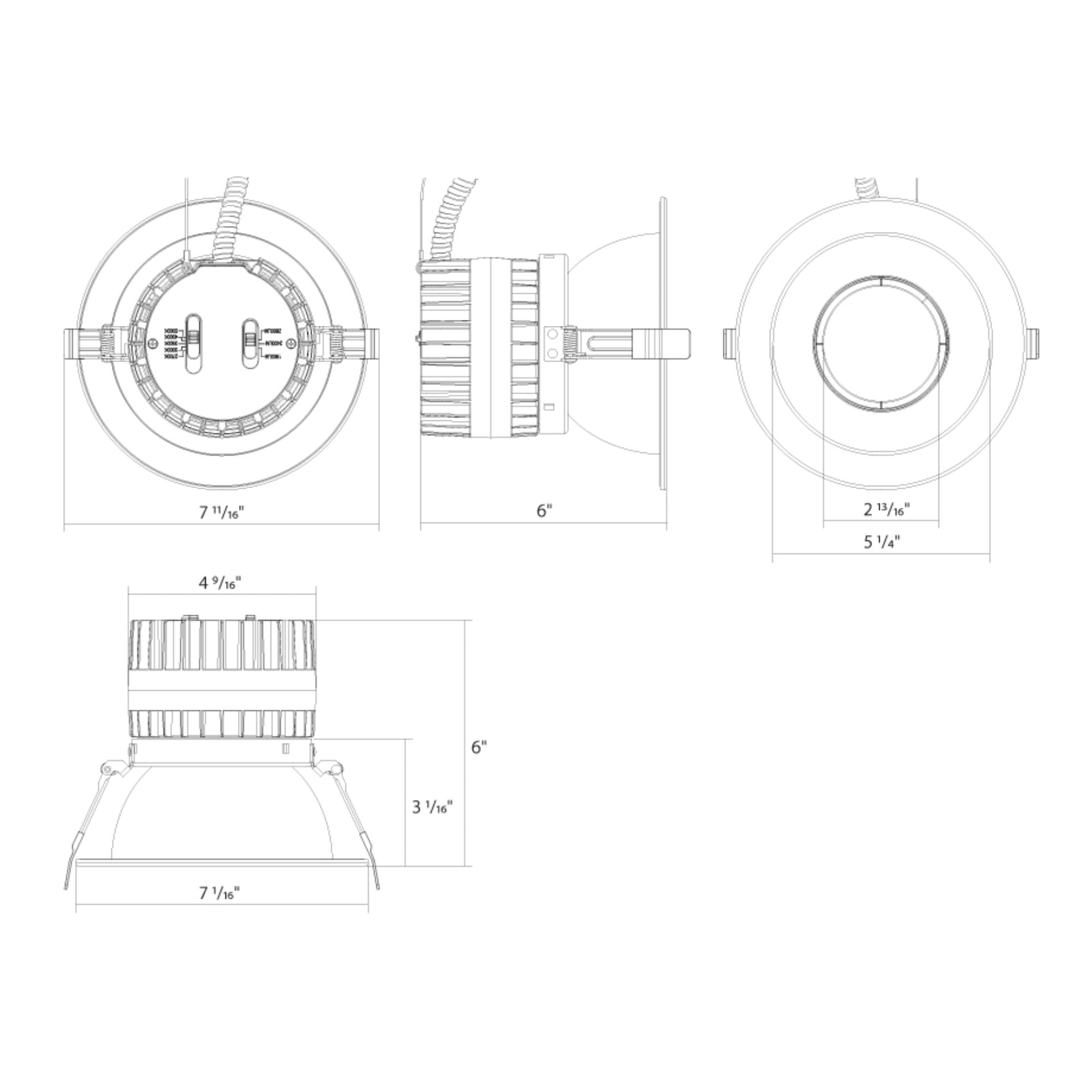 ND22 6" LED Commercial Downlight, 30W, 2800 Lm, 5-CCT, 120-277V, White Round Trim