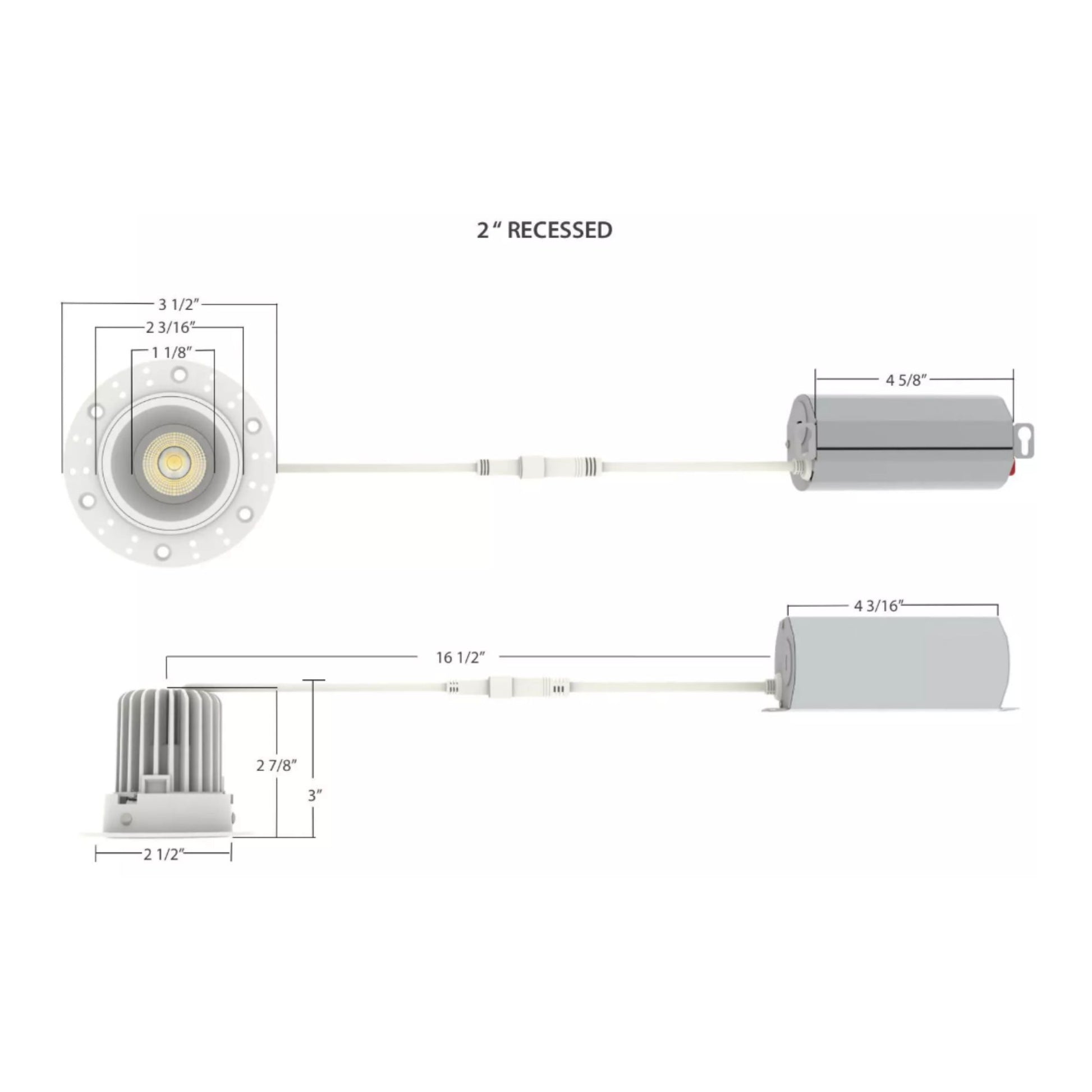 RAB Lighting - 2" Trimless Recessed Downlight, 9W, 600 Lm, 5-CCT, White Round Regress Cone | Bees Lighting