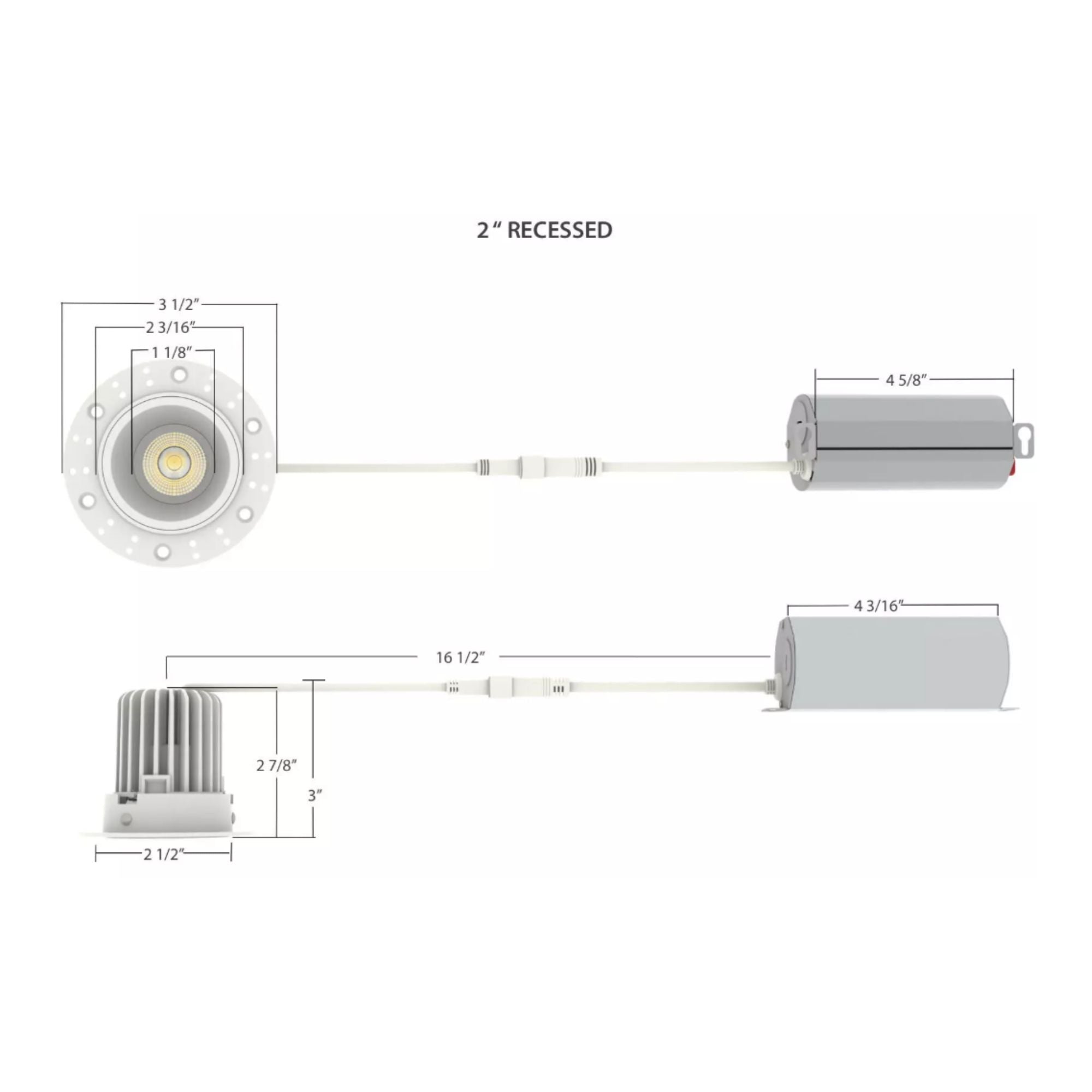 RAB Lighting - 2" Trimless Recessed Downlight, 9W, 600 Lm, 5-CCT, White Round Regress Cone | Bees Lighting