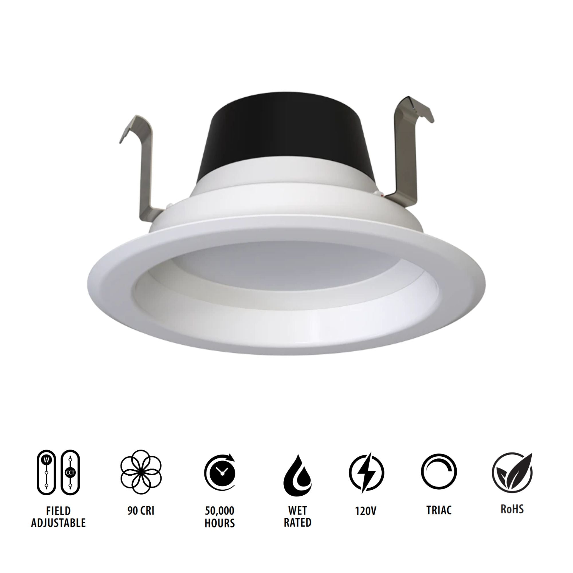4" R34X Field-Adjustable LED Retrofit Downlight, 700 Lm, 5-CCT, Smooth Trim