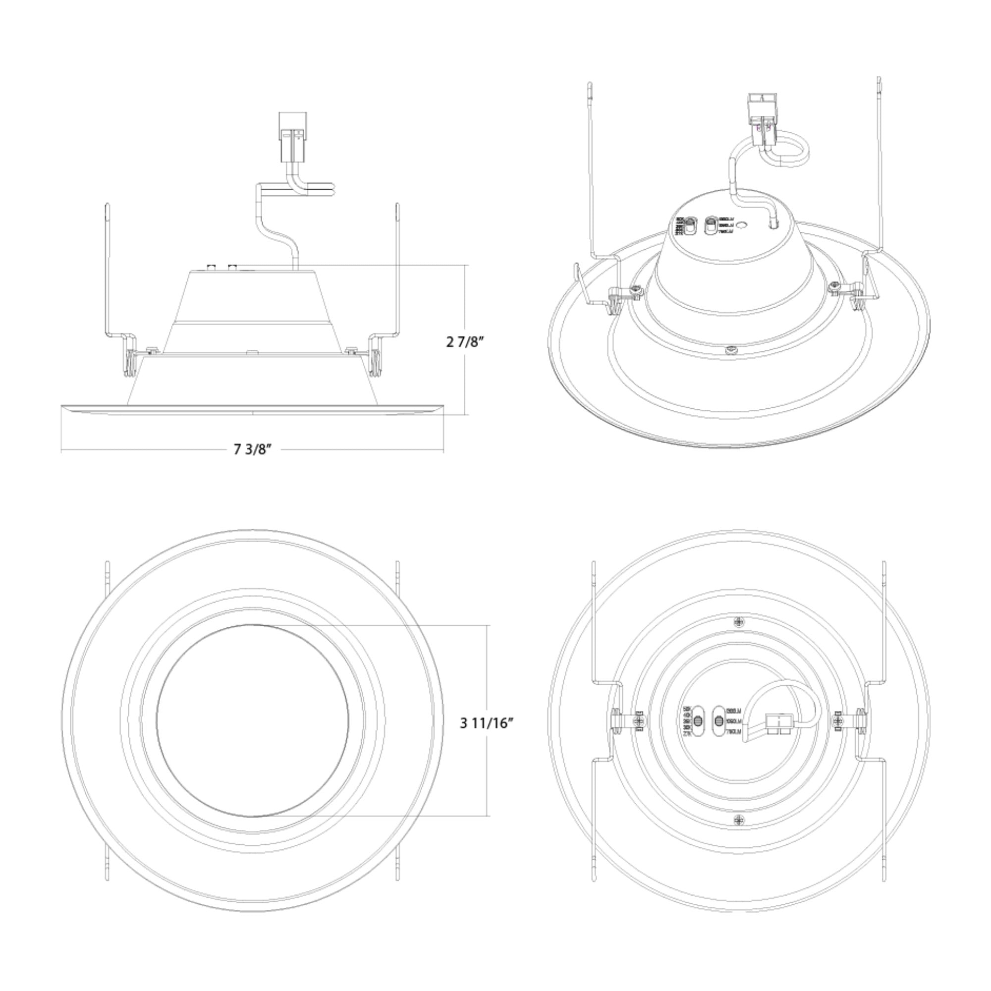6" R34X Field-Adjustable LED Retrofit Downlight, 1300 Lm, 5-CCT, Smooth Trim