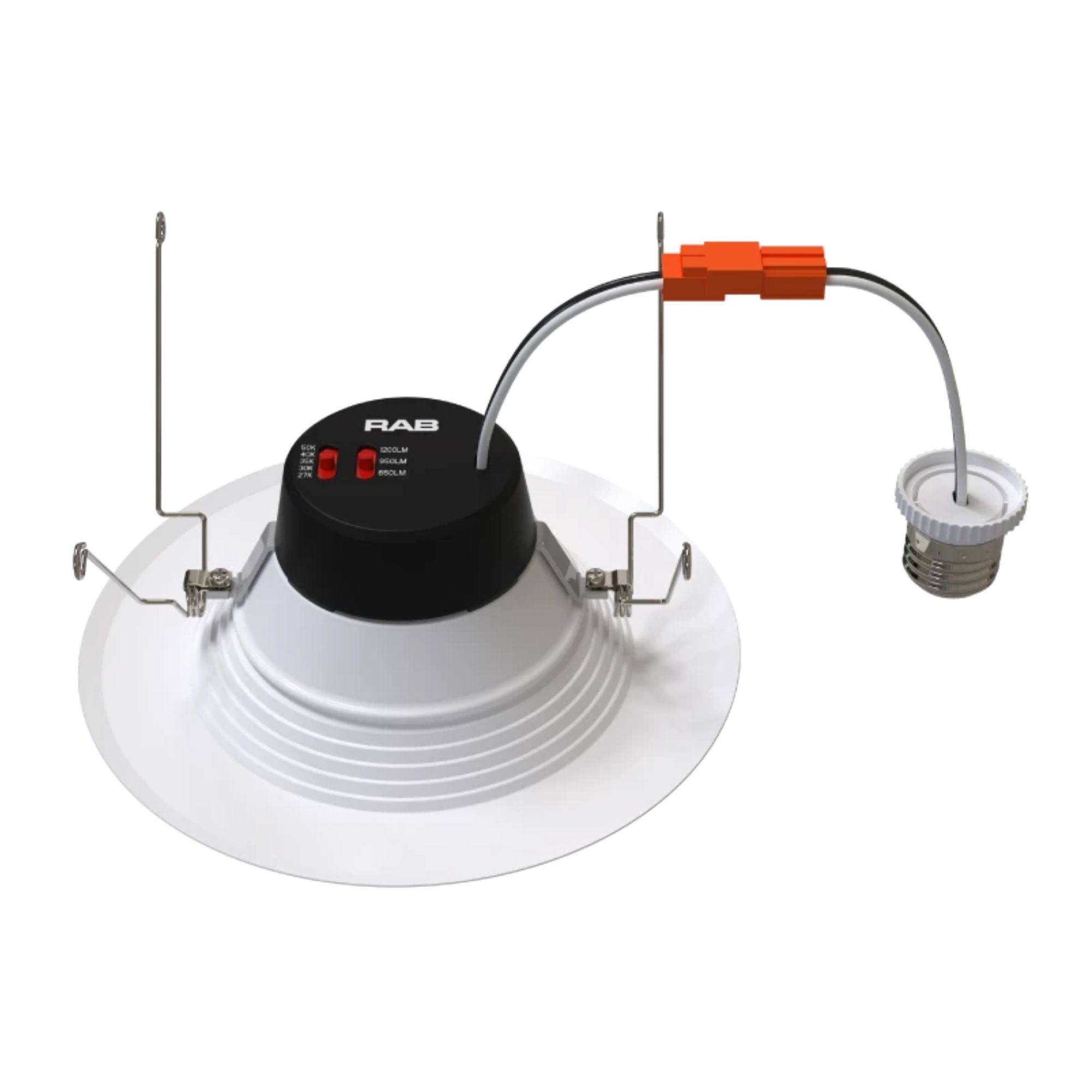 6" R34X Field-Adjustable LED Retrofit Downlight, 1300 Lm, 5-CCT, Baffle Trim