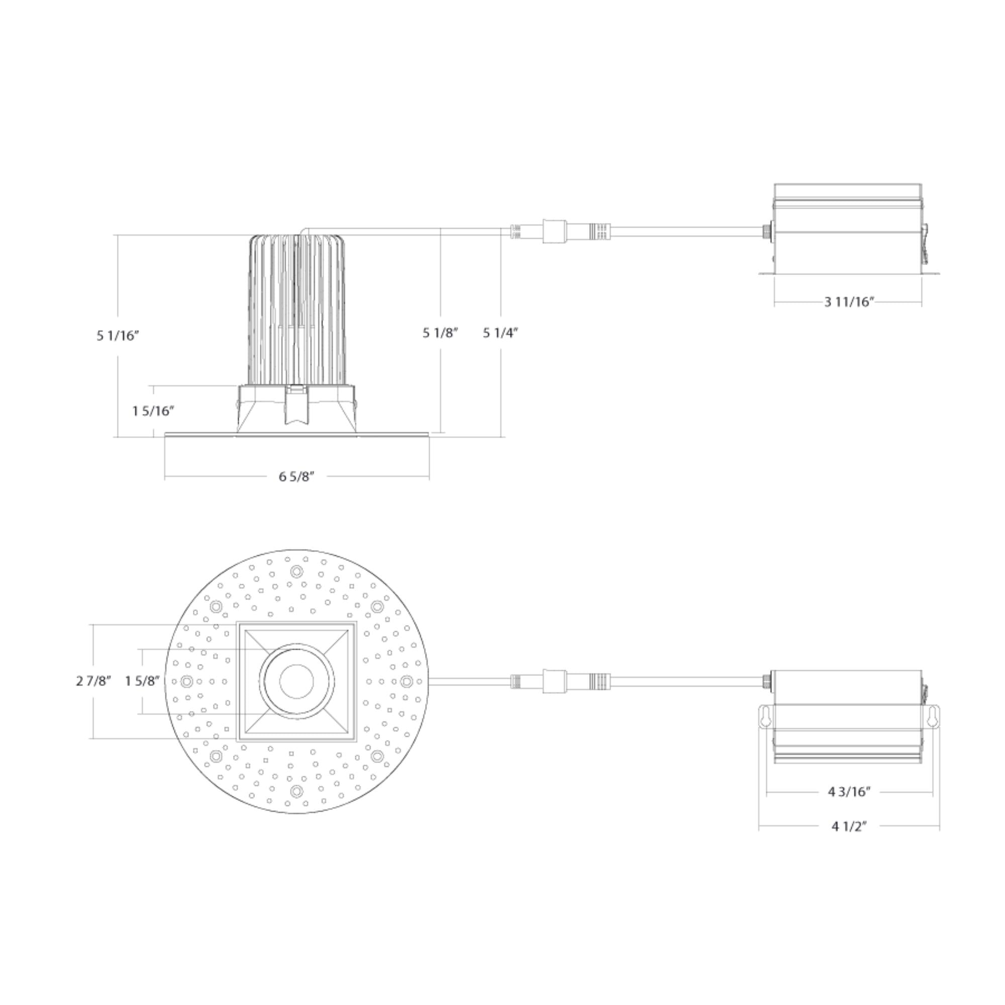 3" Trimless Recessed Downlight, 15W, 1250 Lm, 5-CCT, White Square Regress Cone