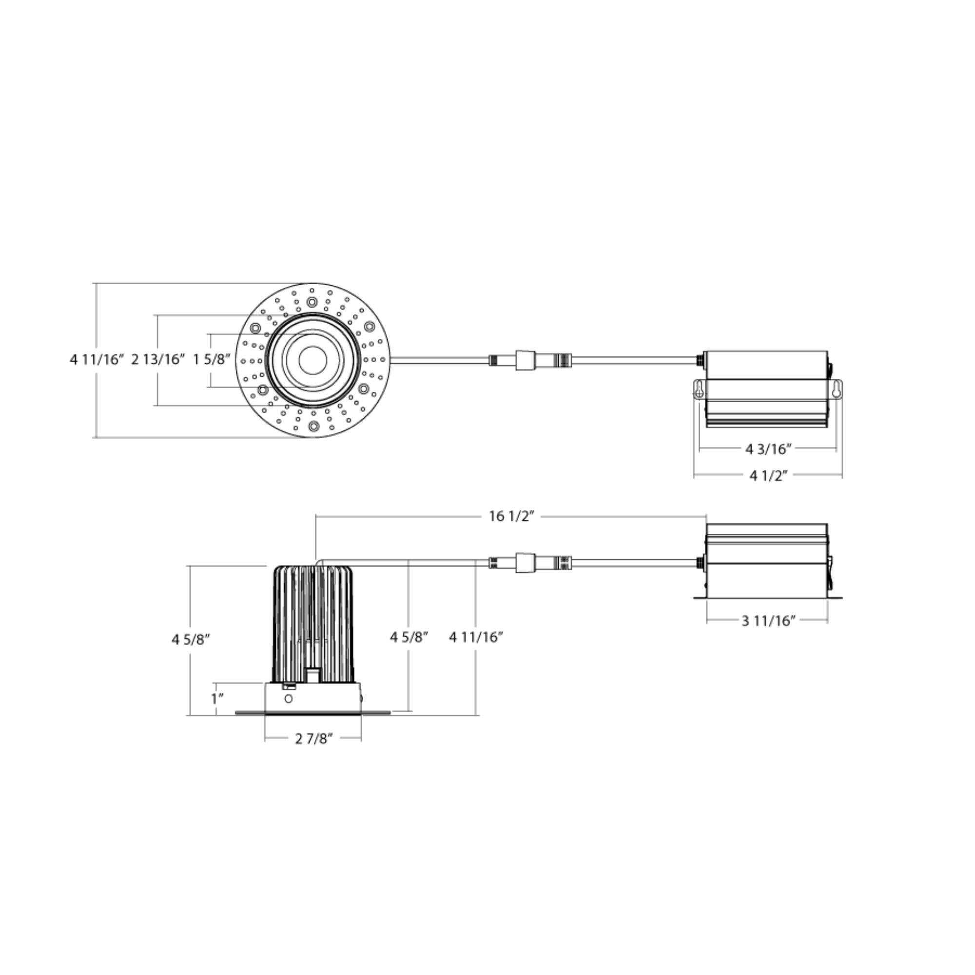 3" Trimless Recessed Downlight, 15W, 1250 Lm, 5-CCT, White Round Regress Cone