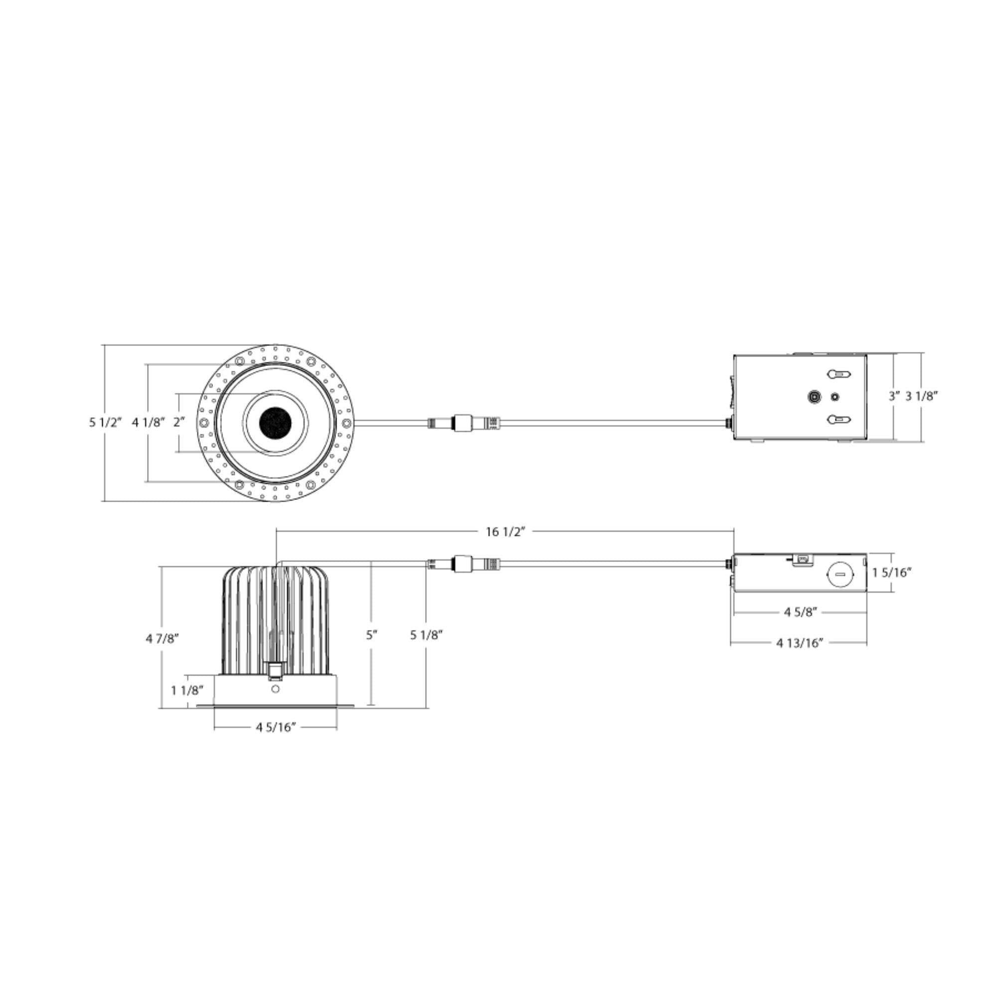 4" Trimless Recessed Downlight, 20W, 1900 Lm, 5-CCT, White Round Regress Cone