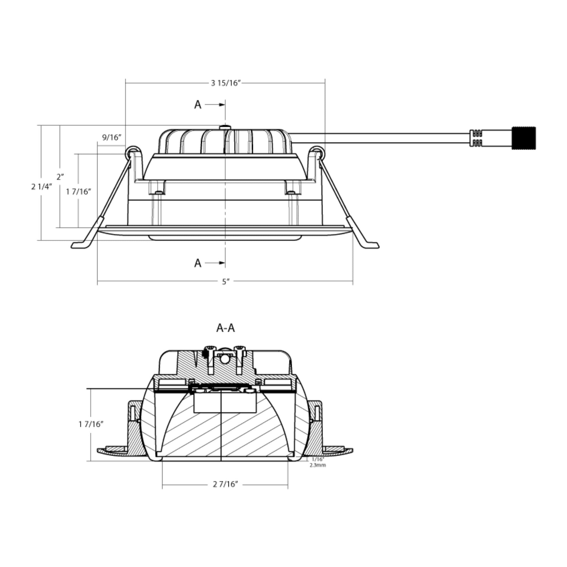 RAB Lighting - 4" Canless Gimbal Downlight, 1050 Lm, 5-CCT, 38° Spot, White Smooth Trim | Bees Lighting