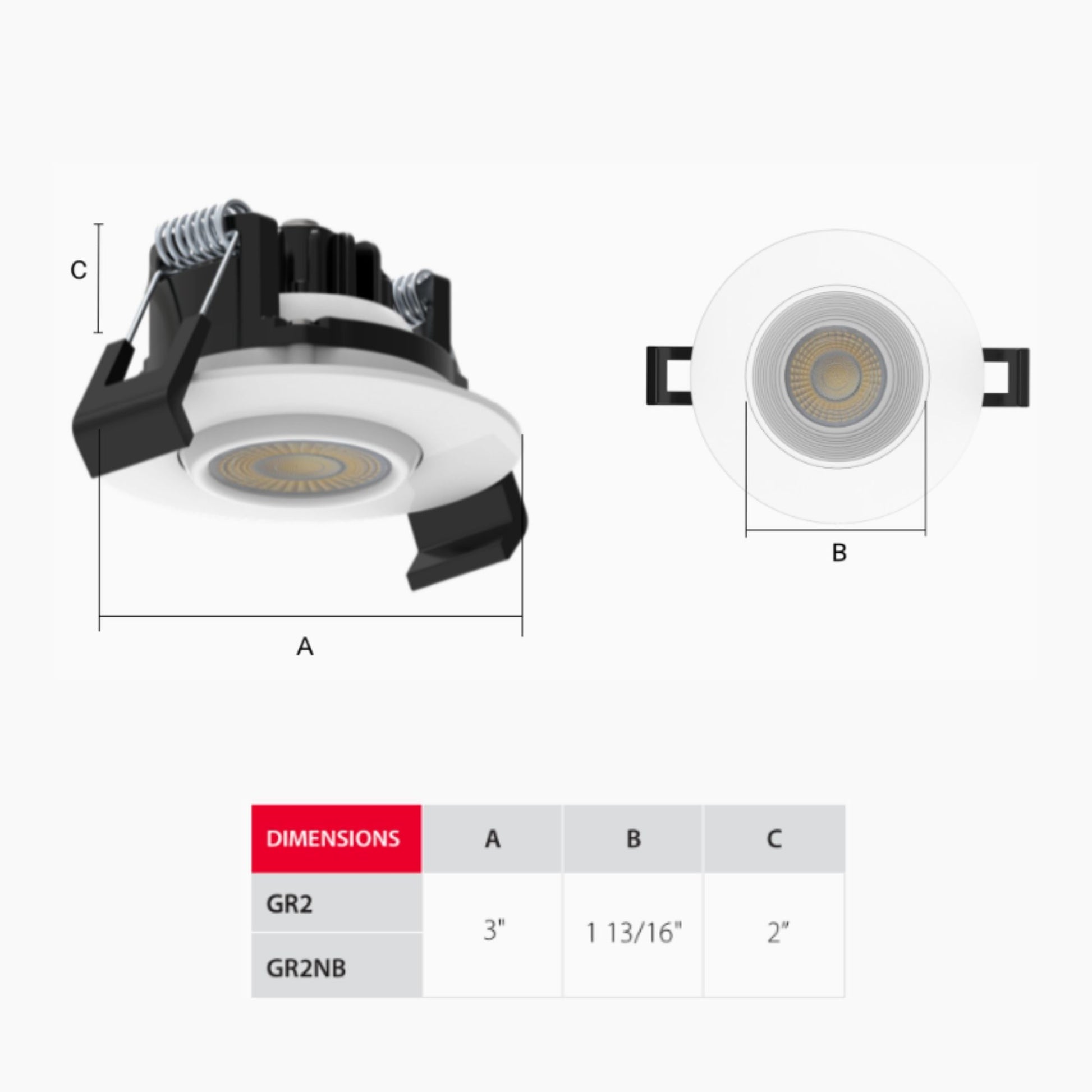 RAB Lighting - 2" Canless Gimbal Downlight, 400 Lm, 5-CCT, 20° Spot, White Deep Regress Trim | Bees Lighting