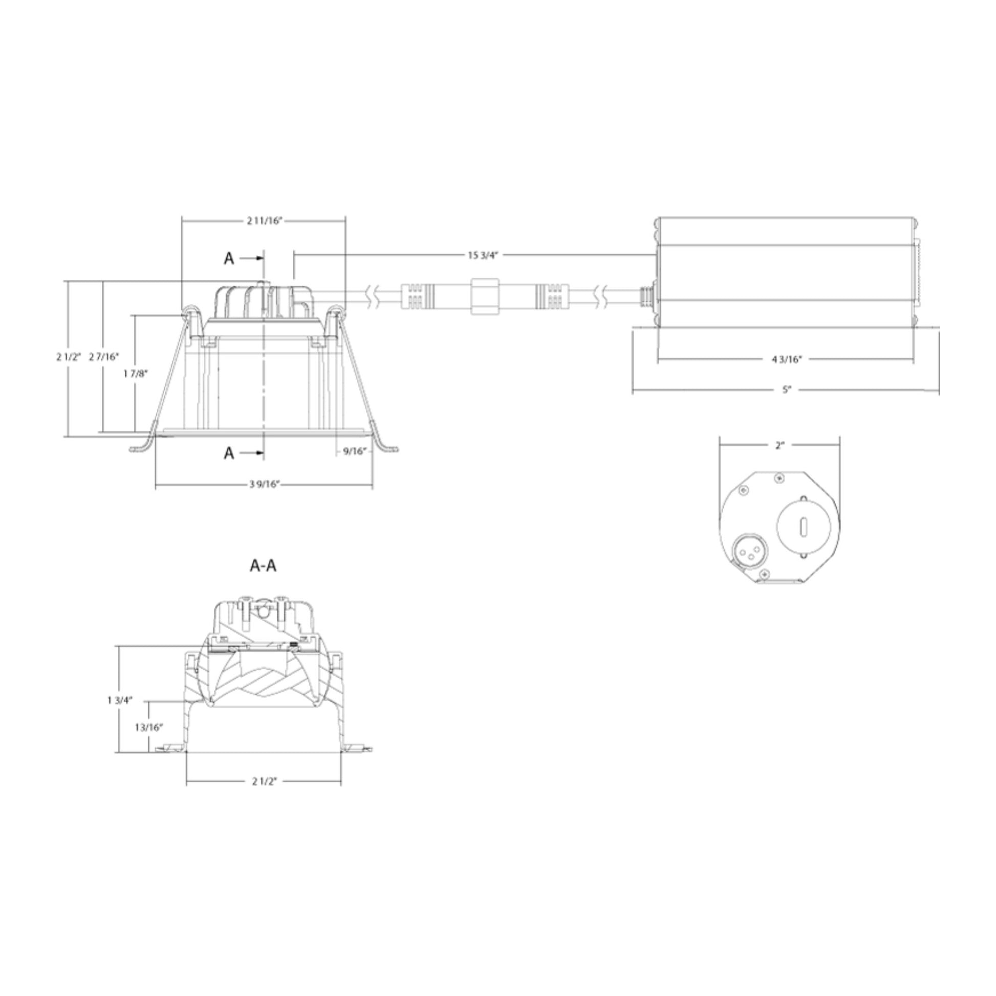 3" Canless Gimbal Downlight, 600 Lm, 5-CCT, 38° Spot, White Deep Regress Trim - Bees Lighting