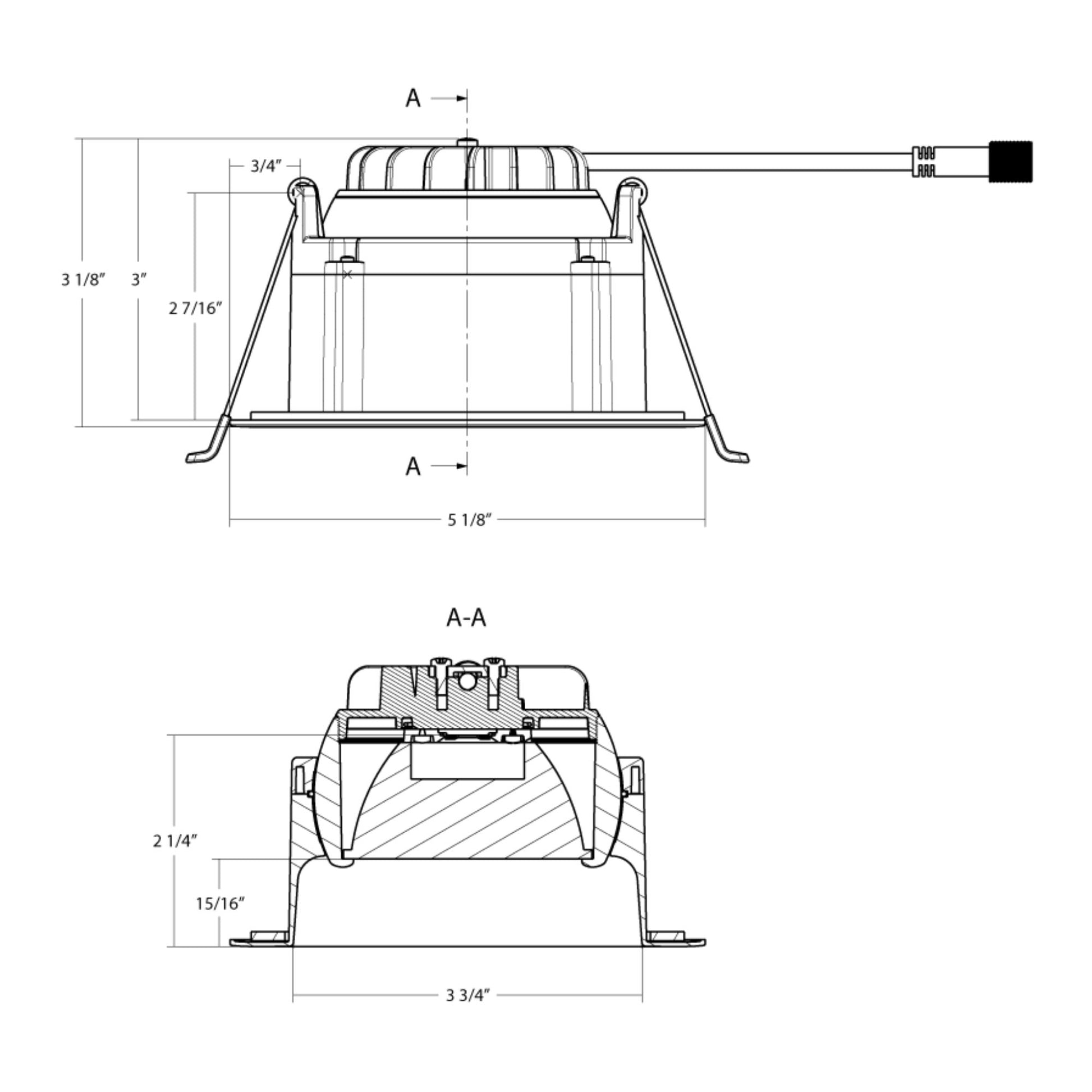 RAB Lighting - 4" Canless Gimbal Downlight, 1050 Lm, 5-CCT, 38° Spot, White Regressed Trim | Bees Lighting