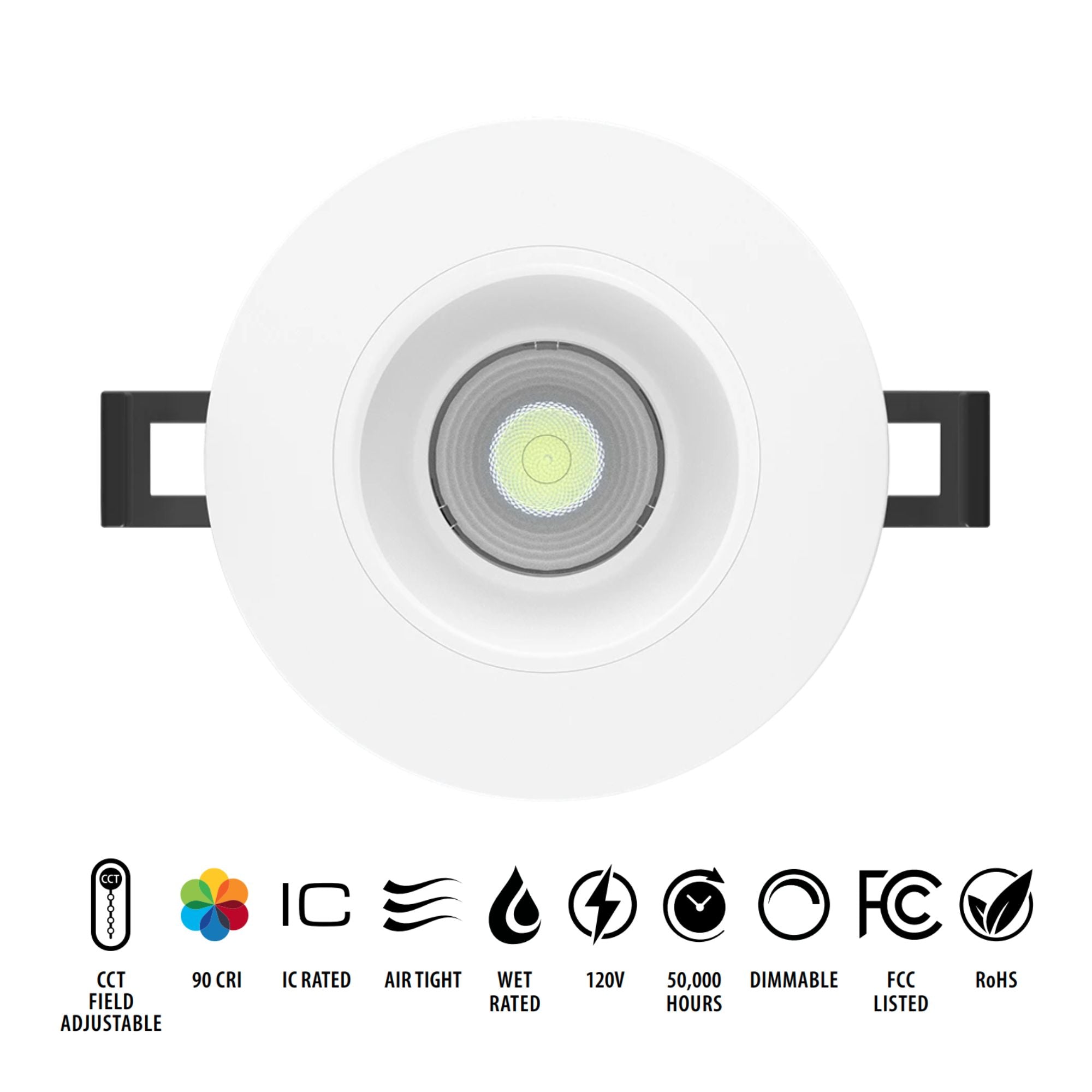 3" Canless LED Recessed Light, 650 Lumens, 5-CCT, Round Smooth Trim