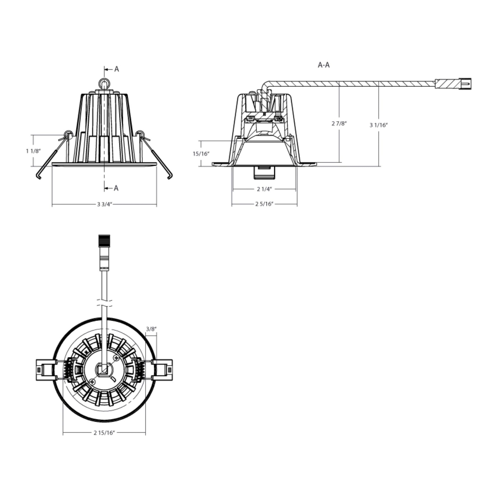 RAB Lighting - 3" Canless LED Recessed Light, 650 Lumens, 5-CCT, Round Smooth Trim | Bees Lighting