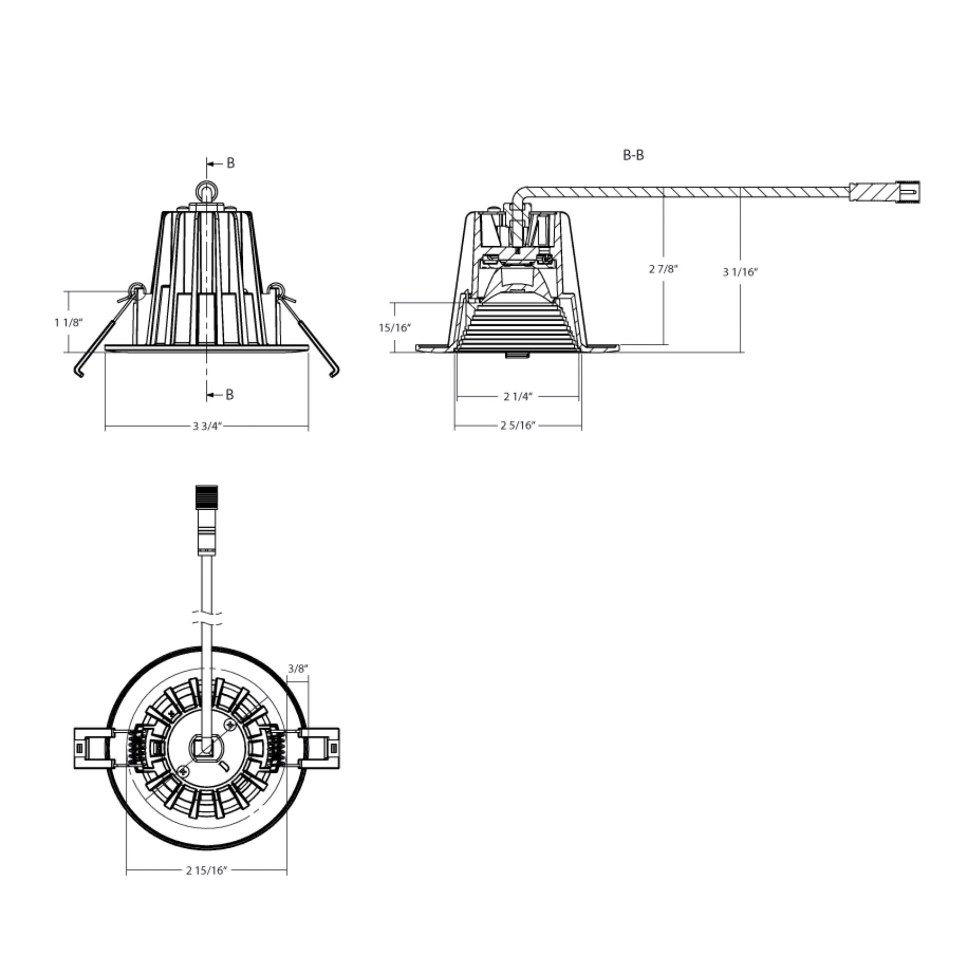 RAB Lighting - 3" Canless LED Recessed Light, 650 Lumens, 5-CCT, Round Baffle Trim | Bees Lighting