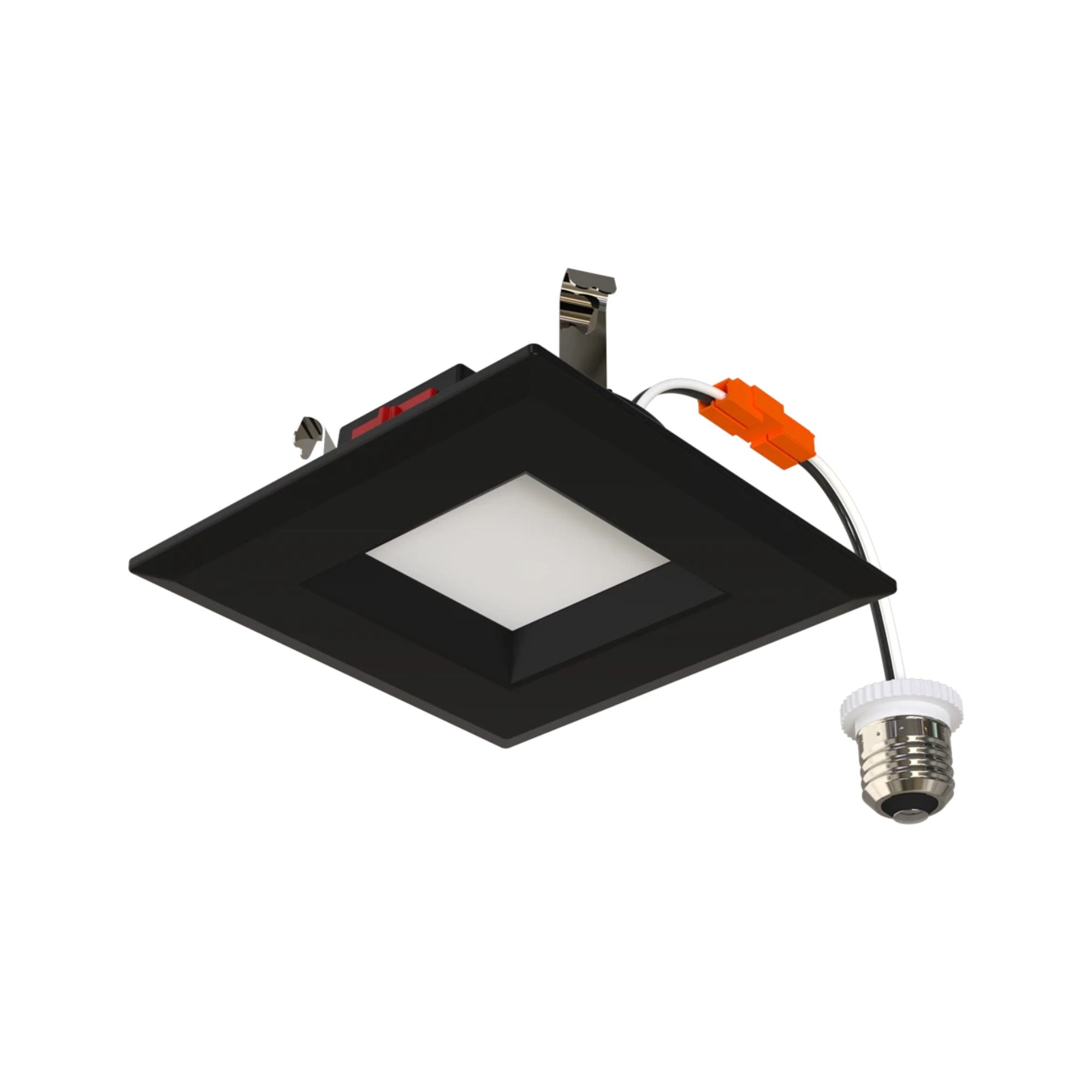 4" R34 Retrofit LED Can Light, 600 Lm, CCT-Adjustable, Black Square Smooth Trim