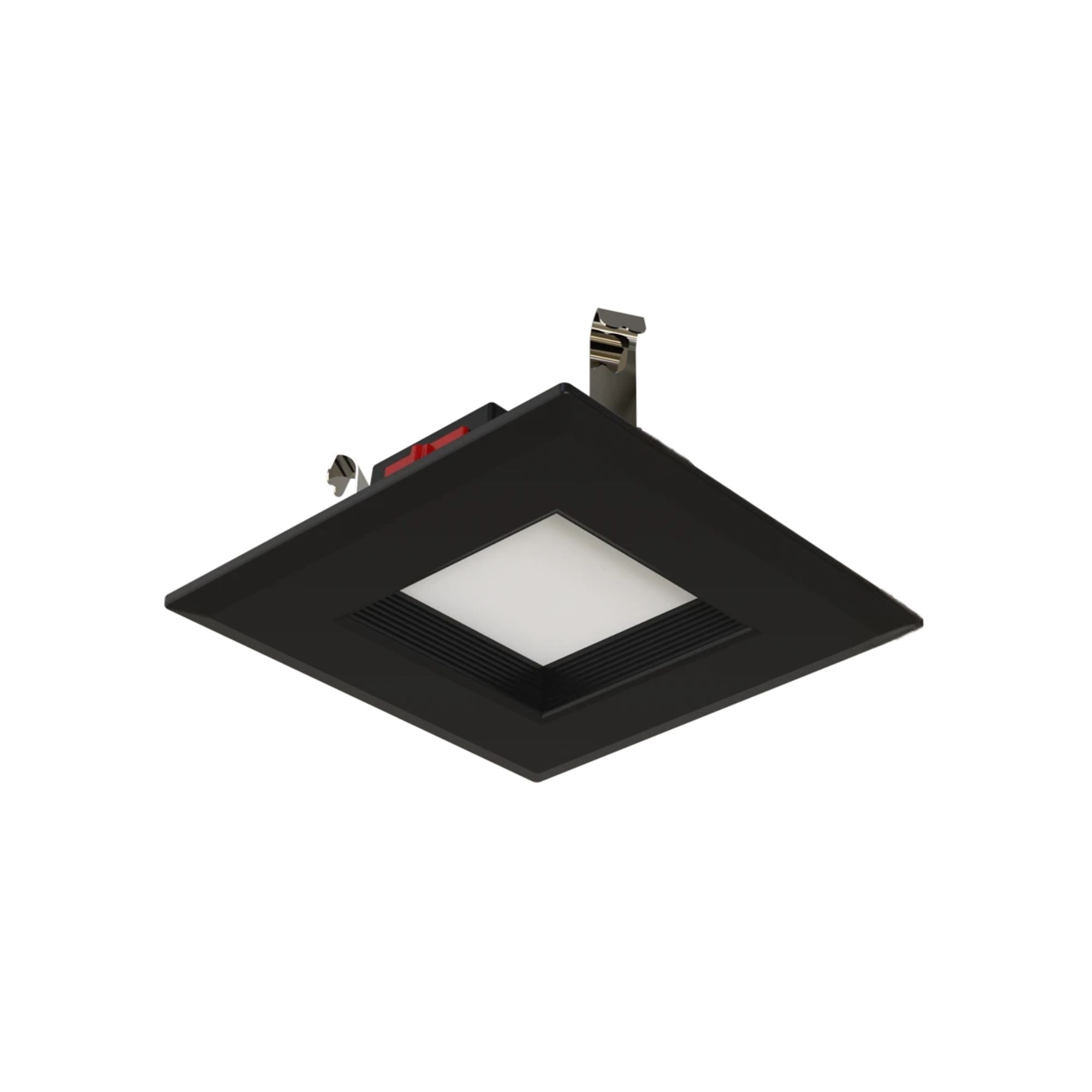 4" R34 Retrofit LED Can Light, 600 Lm, CCT-Adjustable, Black Square Baffle Trim