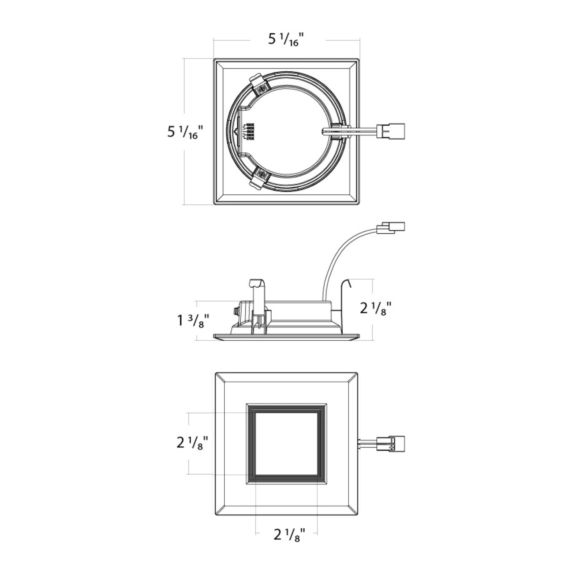 4" R34 Retrofit LED Can Light, 600 Lm, CCT-Adjustable, Black Square Baffle Trim