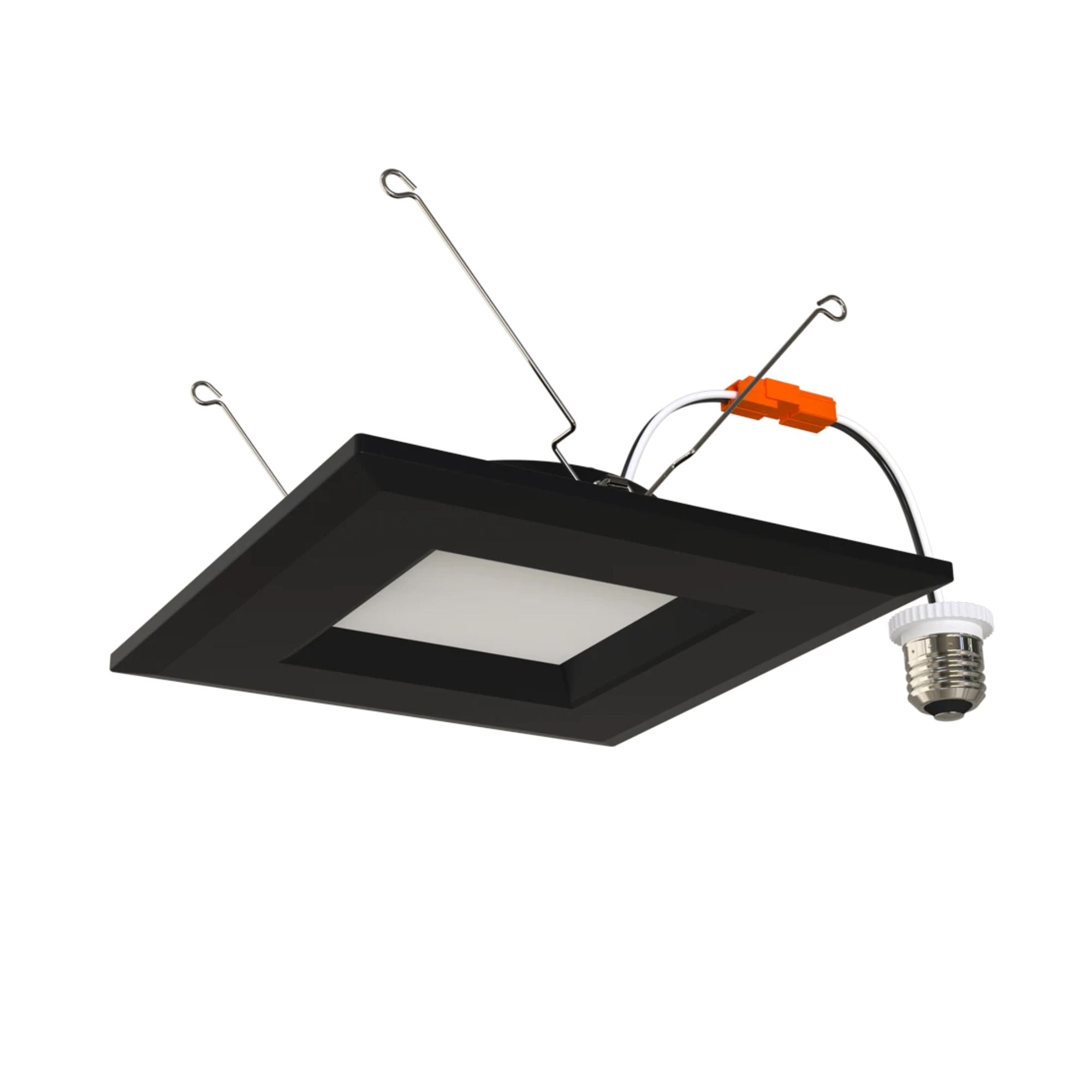 6" R34 Retrofit LED Can Light, 900 Lm, CCT-Adjustable, Black Square Smooth Trim