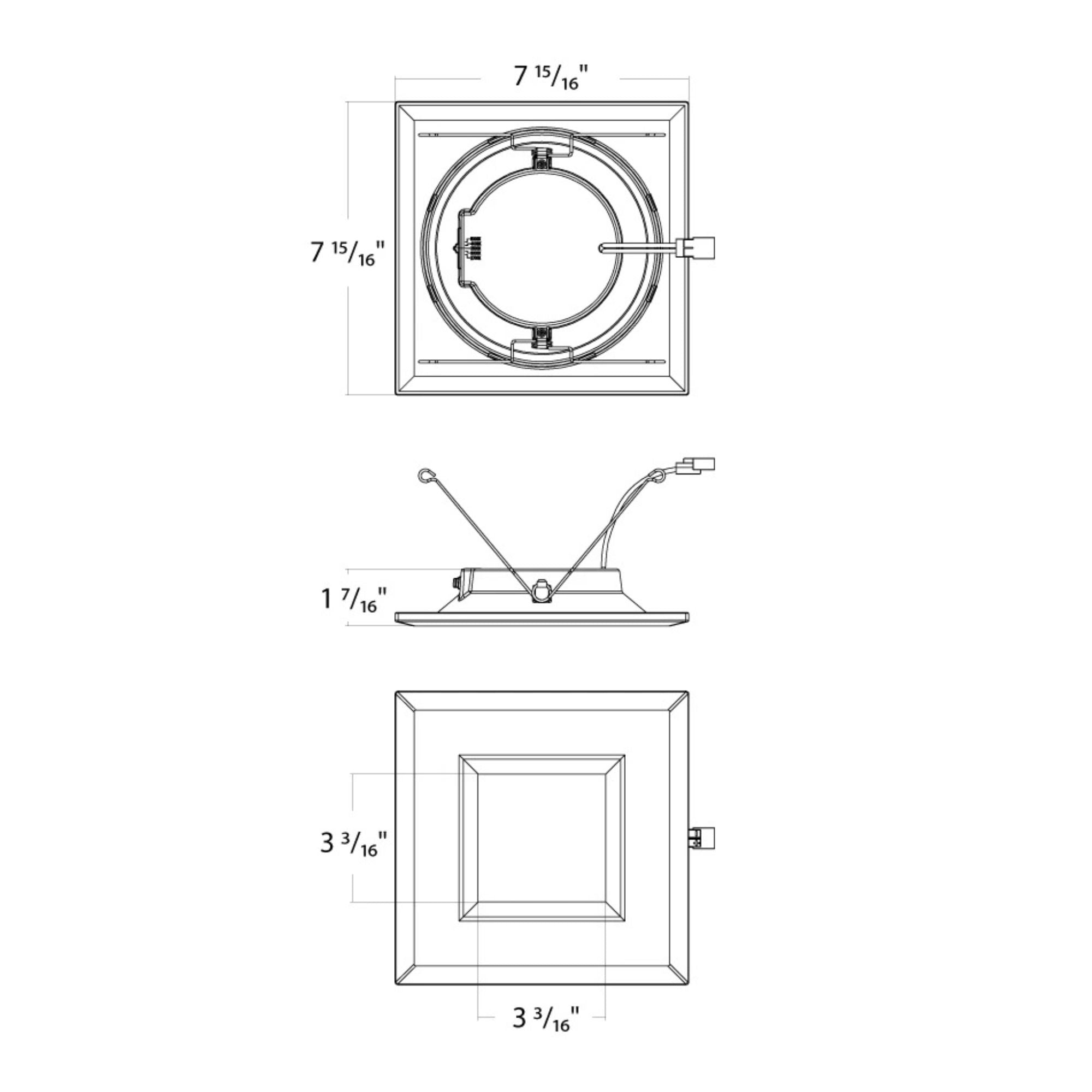 6" R34 Retrofit LED Can Light, 900 Lm, CCT-Adjustable, Black Square Smooth Trim