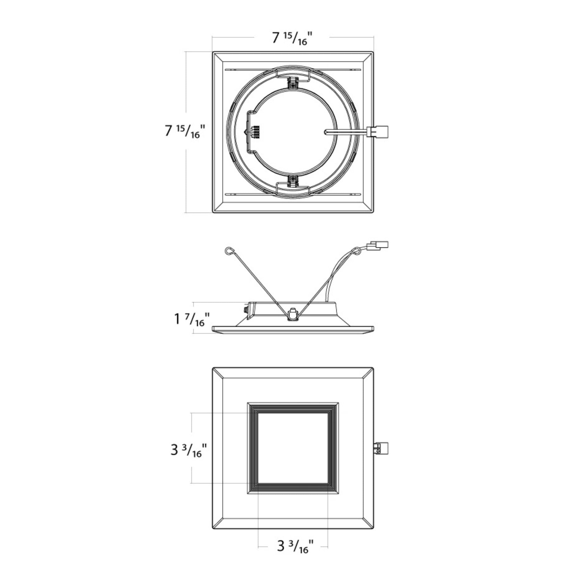 6" R34 Retrofit LED Can Light, 900 Lm, CCT-Adjustable, Black Square Baffle Trim