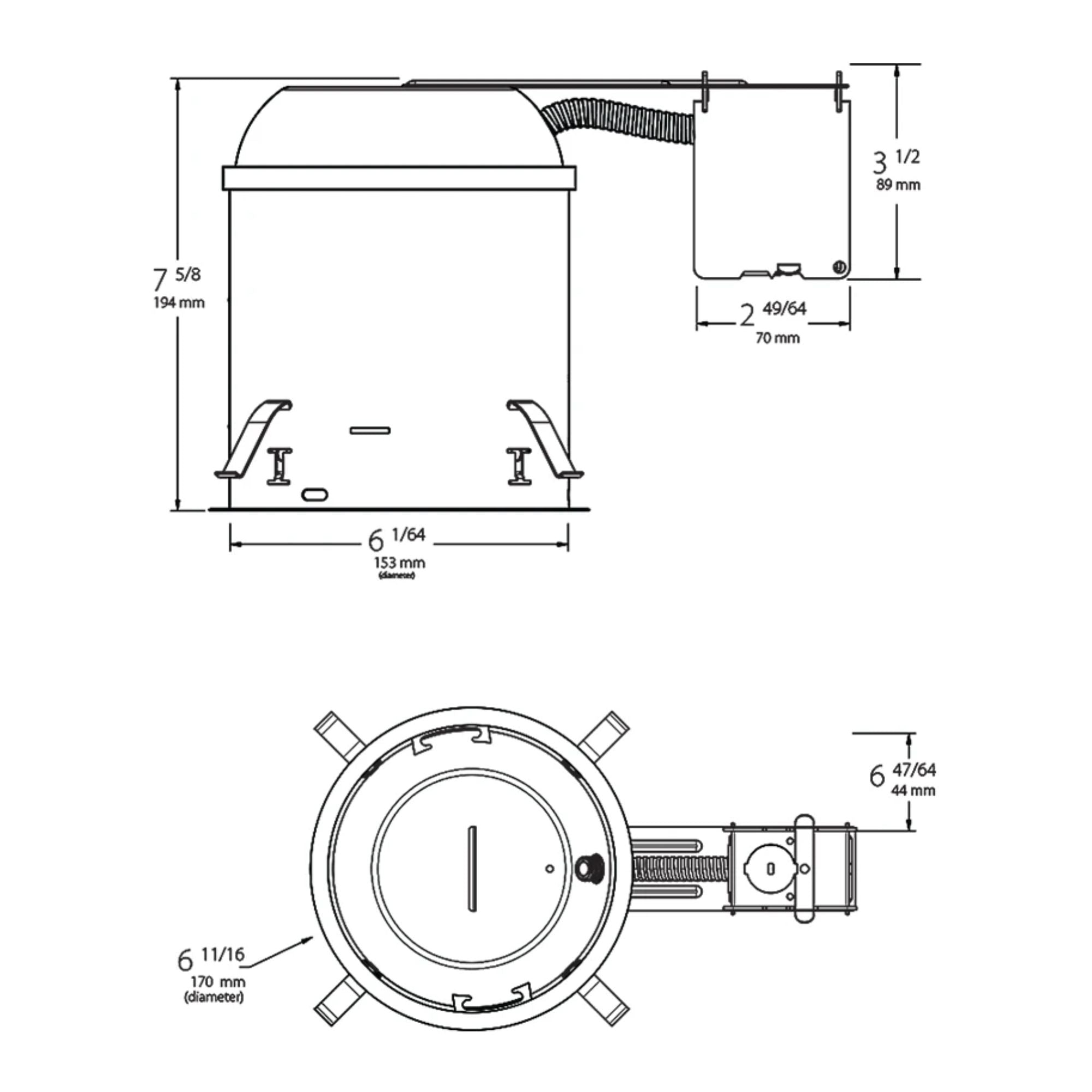 6" Remodeler Recessed Housing, IC Rated