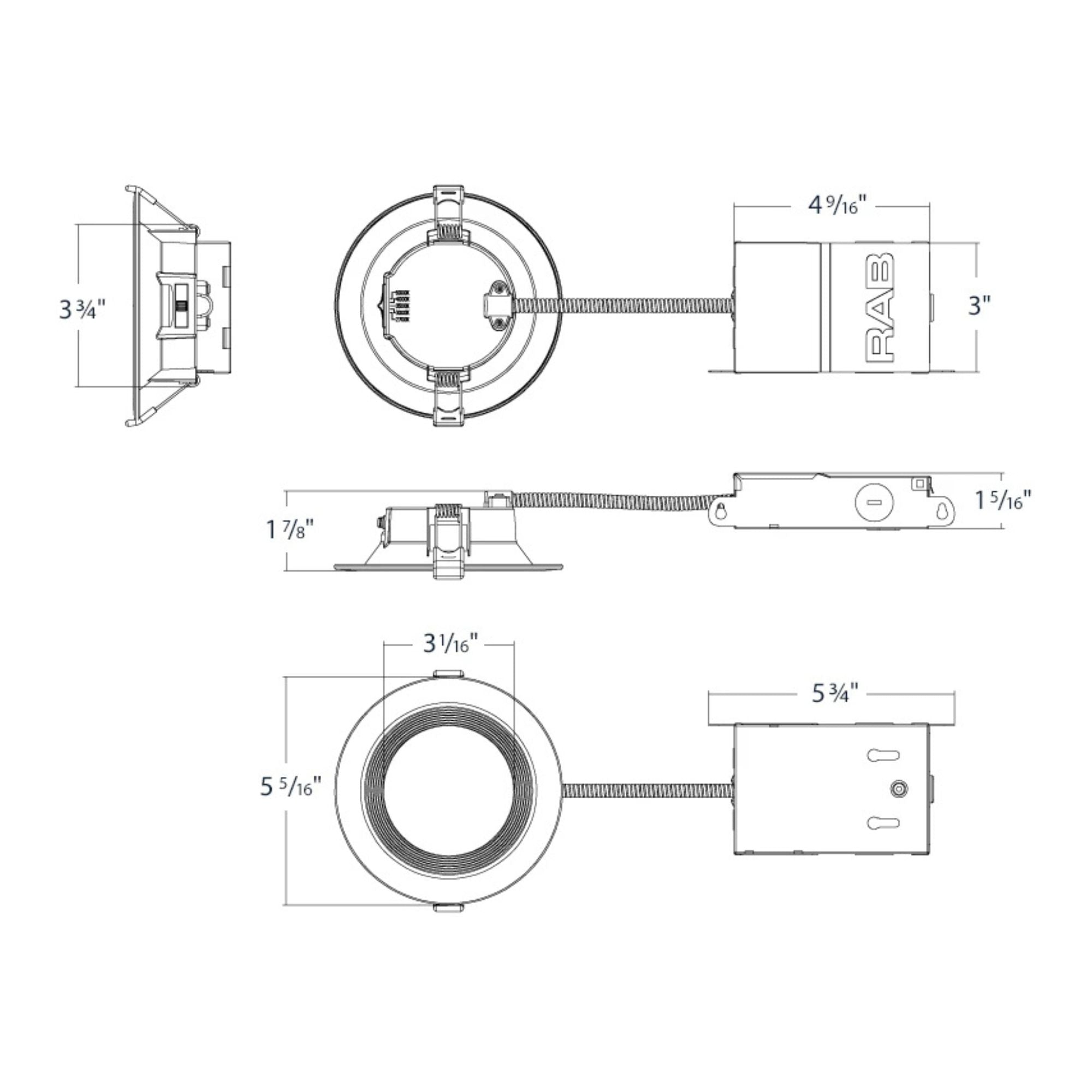 4" CCT-Adjustable LED Recessed Downlight, 7W, 650 Lm, Baffle Trim, Pack of 12