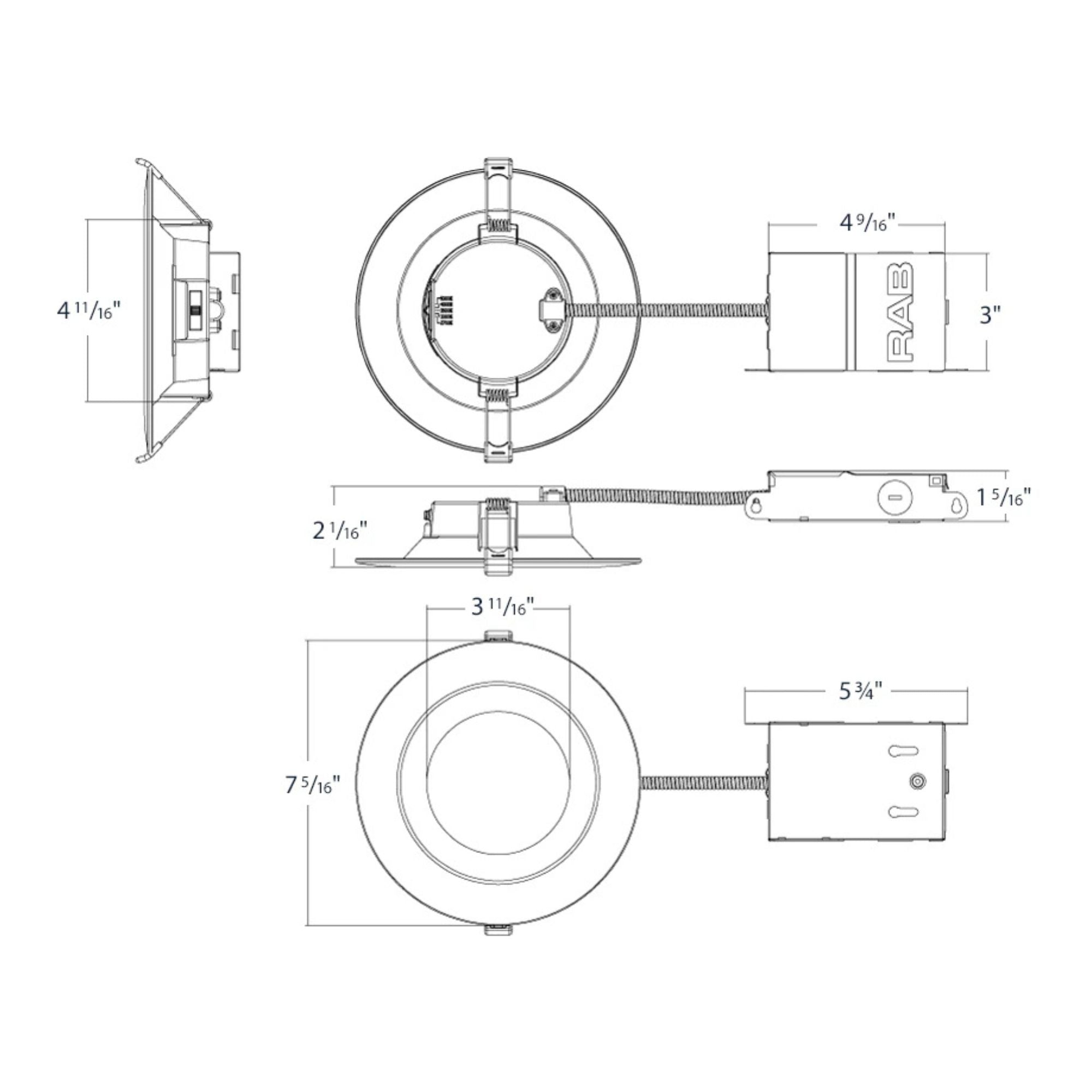 6" CCT-Adjustable LED Recessed Downlight, 10W, 900 Lm, Smooth Trim, Pack of 12