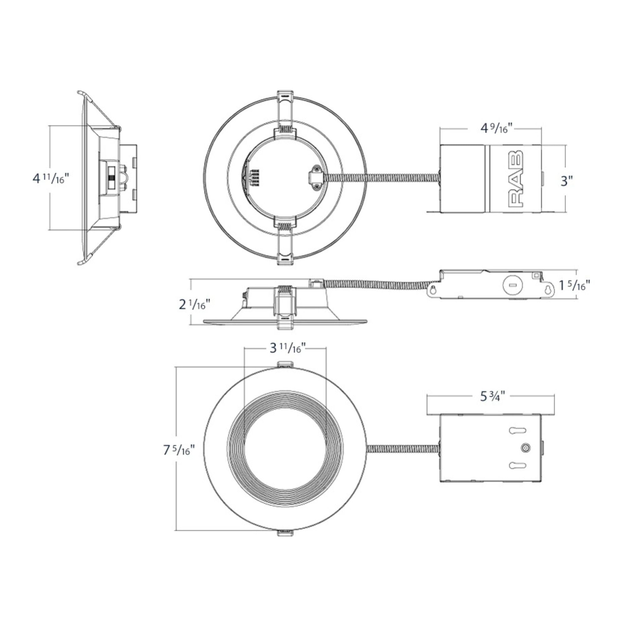 6" CCT-Adjustable LED Recessed Downlight, 10W, 900 Lm, Baffle Trim, Pack of 12