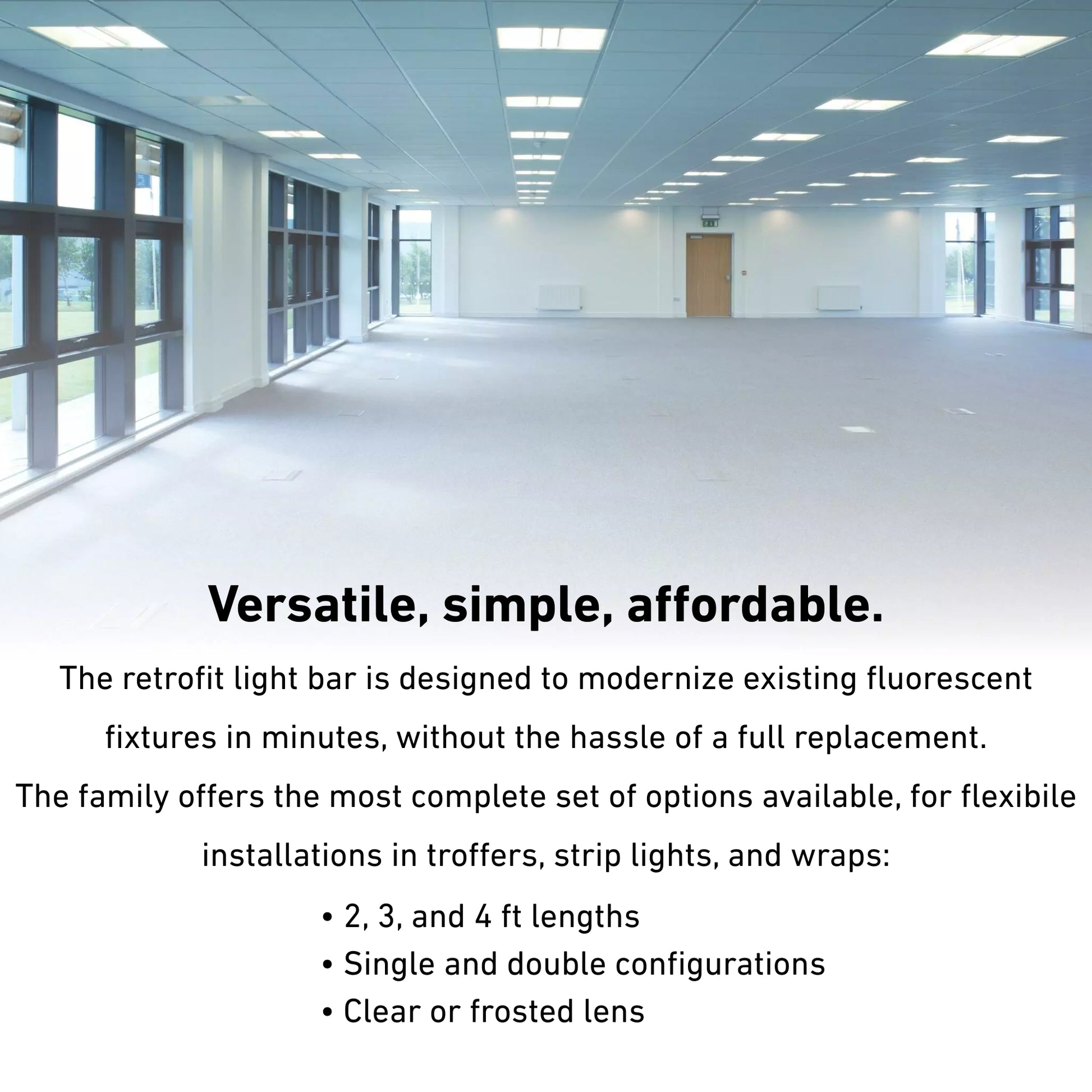 2x2ft LED Magnetic Retrofit Kit, 5000lm, 40W, Selectable CCT, Frosted Lens, 120-277V - Bees Lighting